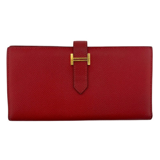 Hermès Béarn, Red, Leather, wallet