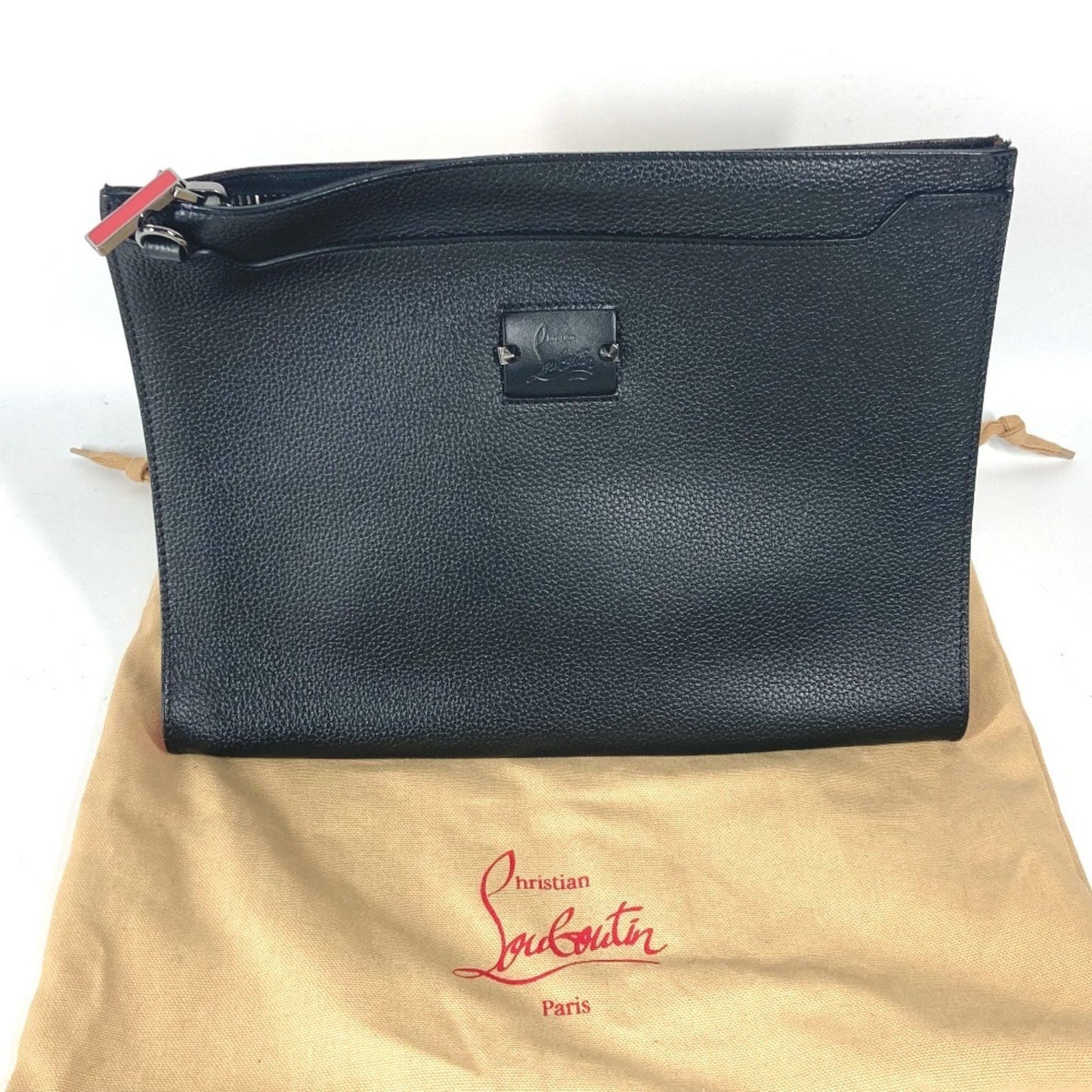 Christian Louboutin Sky Pouch, Black, Leather, clutch