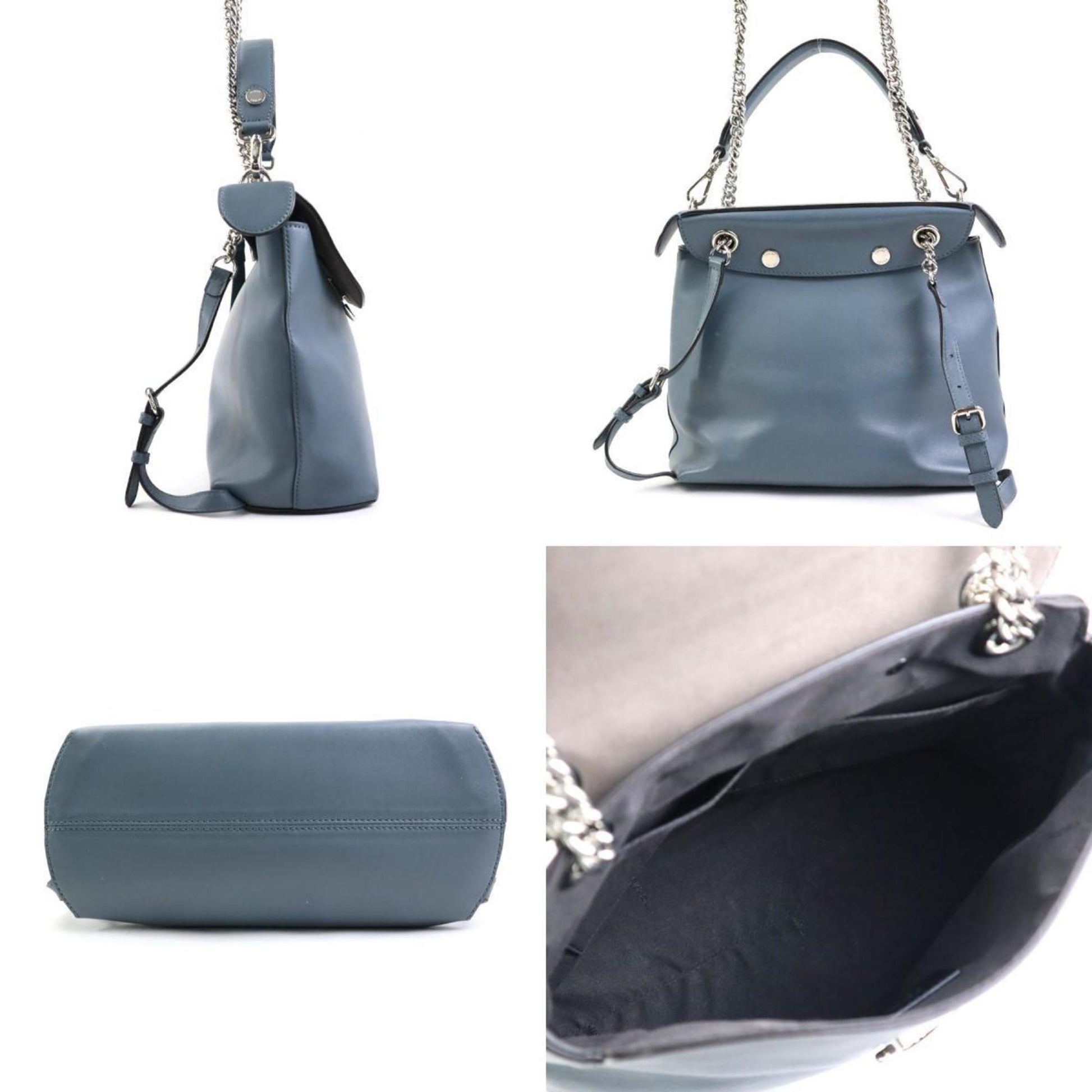 Fendi Back to school, Blue, Leather, backpack