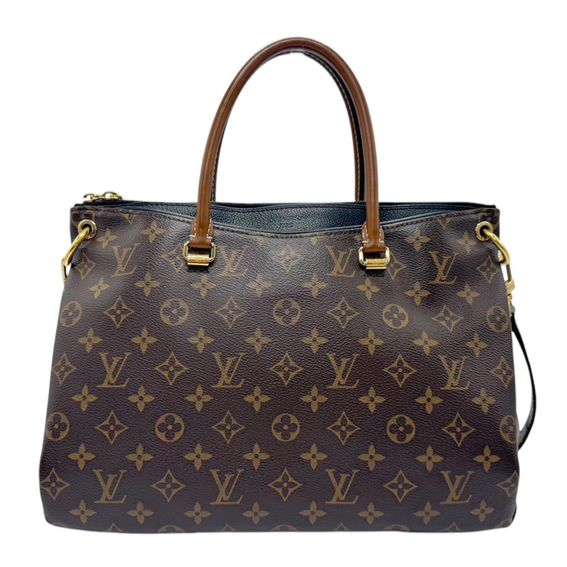 Louis Vuitton Pallas, Black, Canvas, handbag