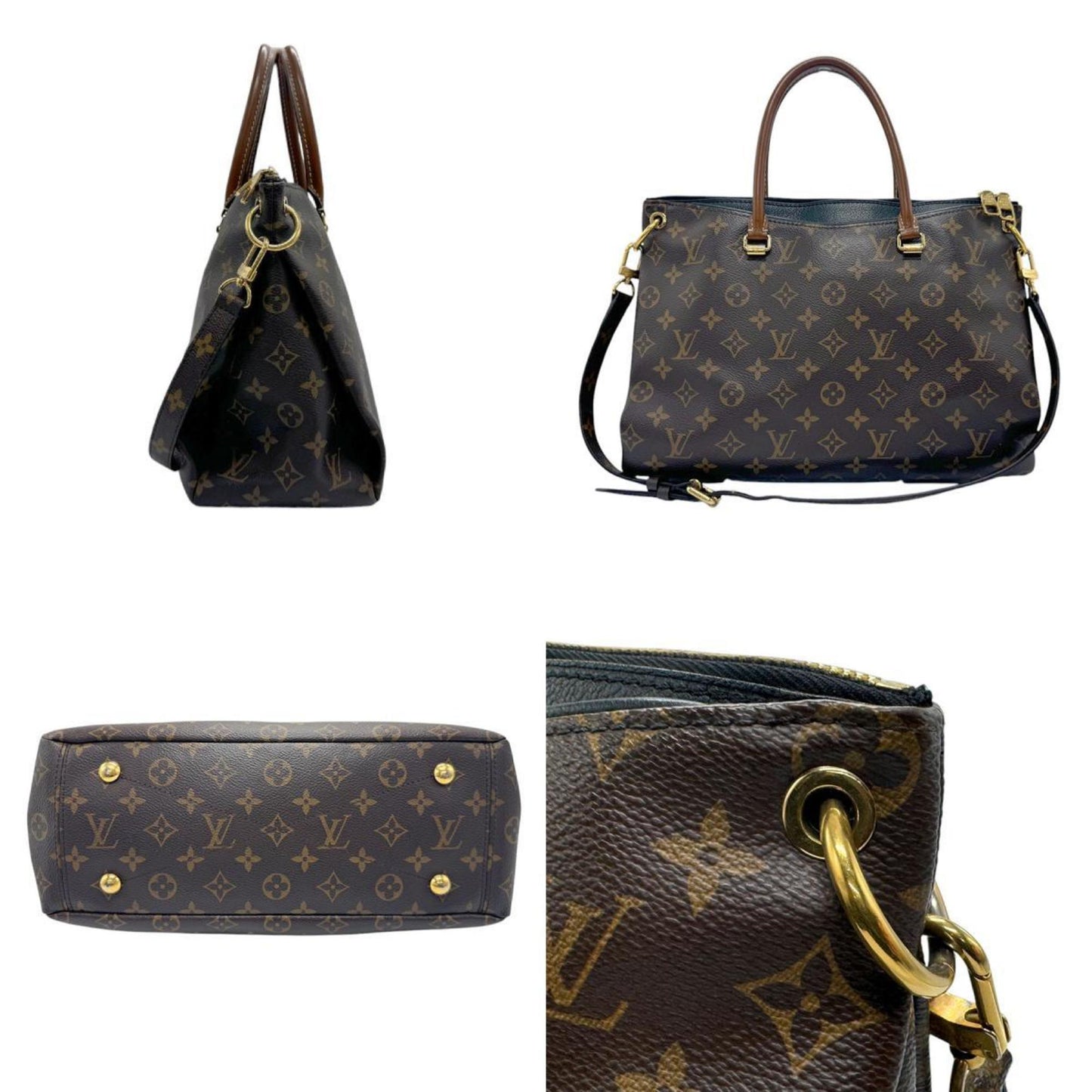 Louis Vuitton Pallas, Black, Canvas, handbag