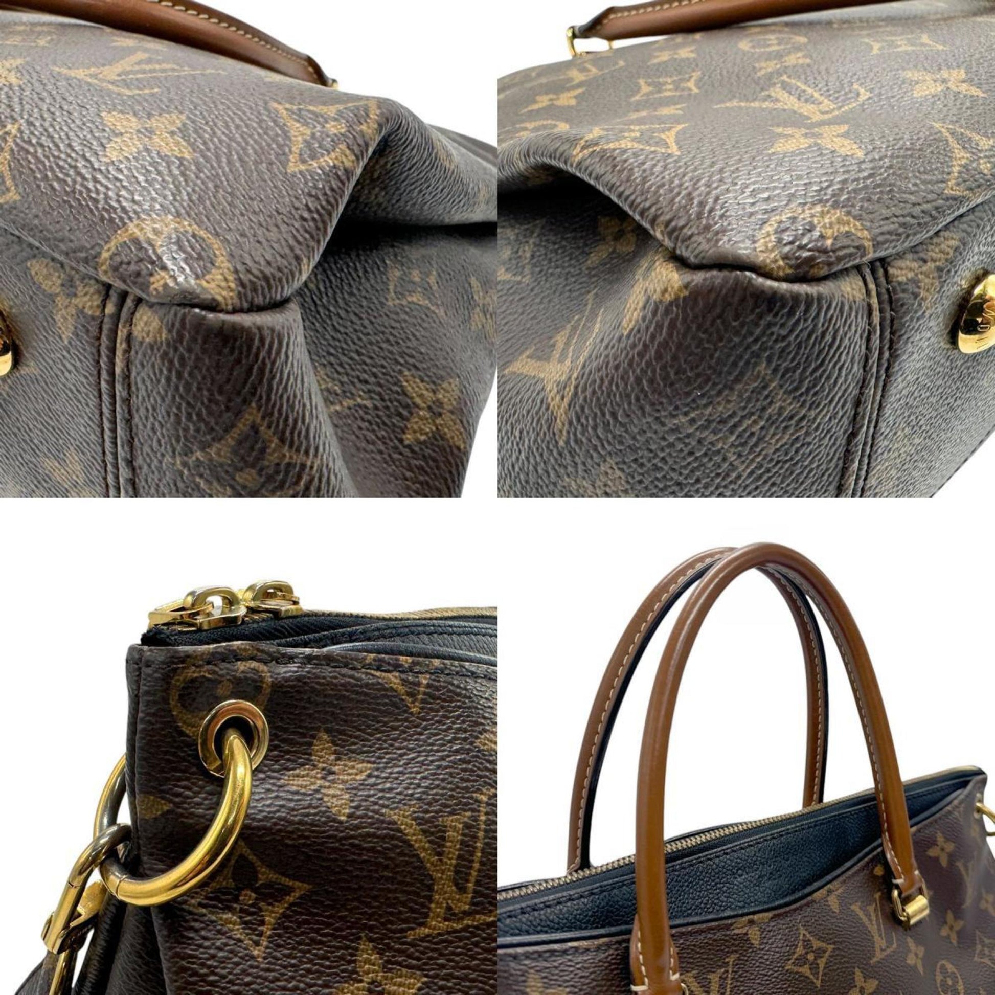 Louis Vuitton Pallas, Black, Canvas, handbag