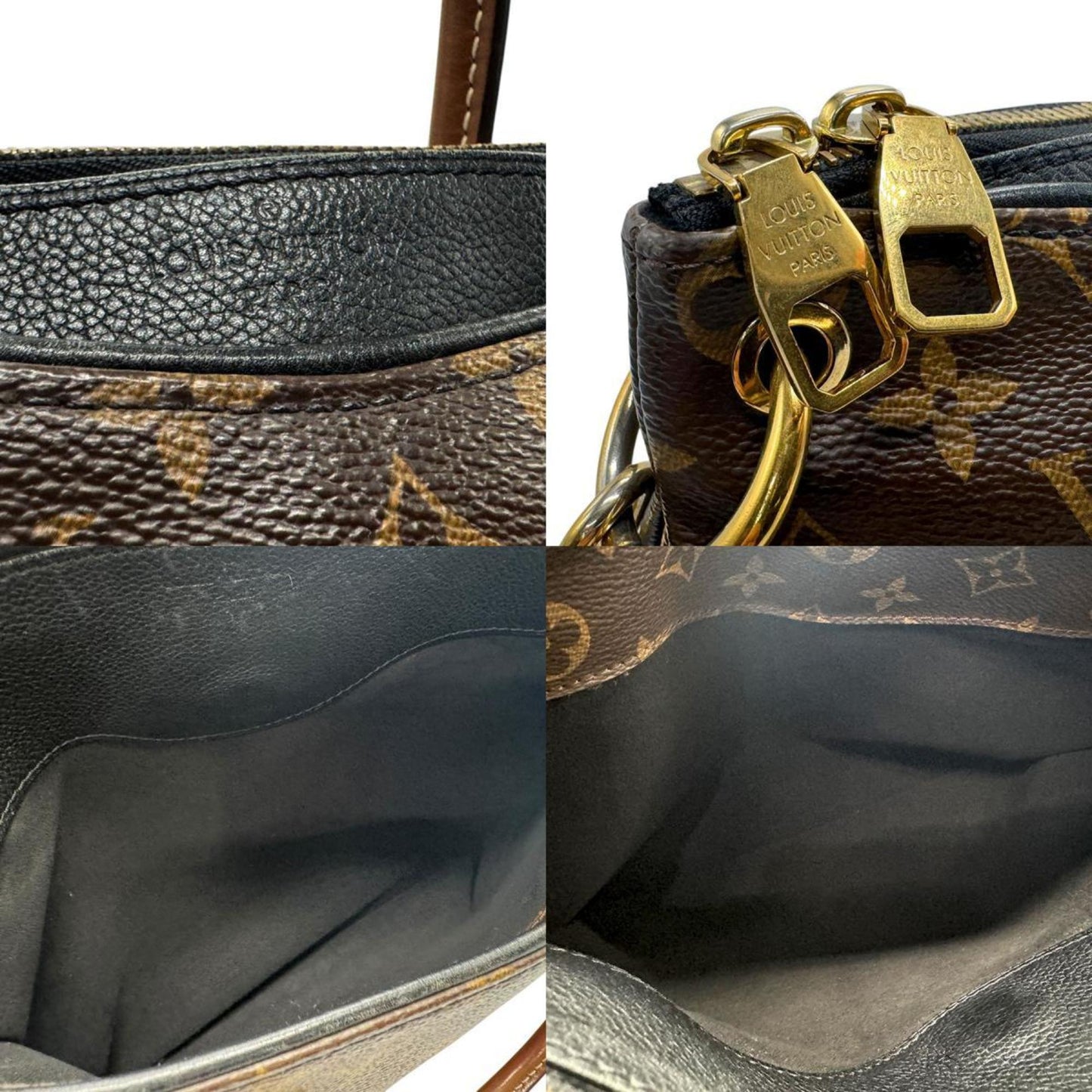 Louis Vuitton Pallas, Black, Canvas, handbag