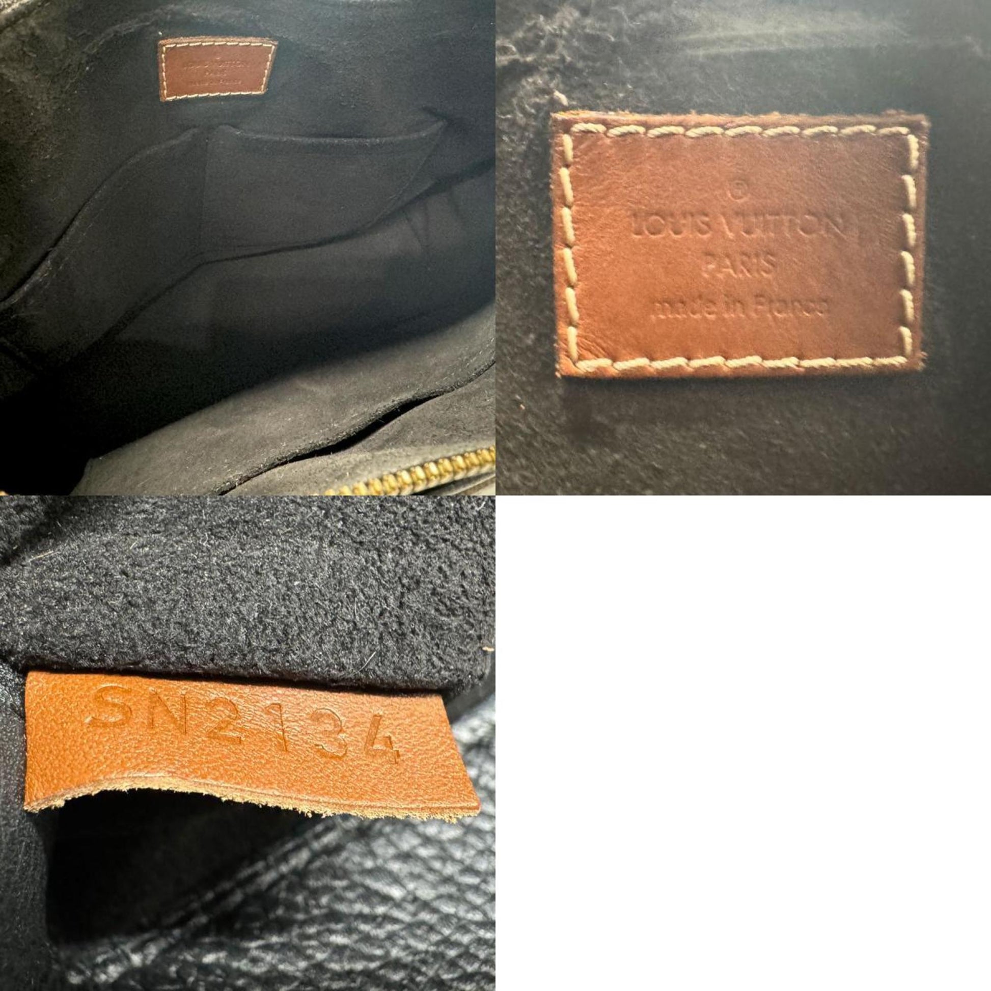 Louis Vuitton Pallas, Black, Canvas, handbag
