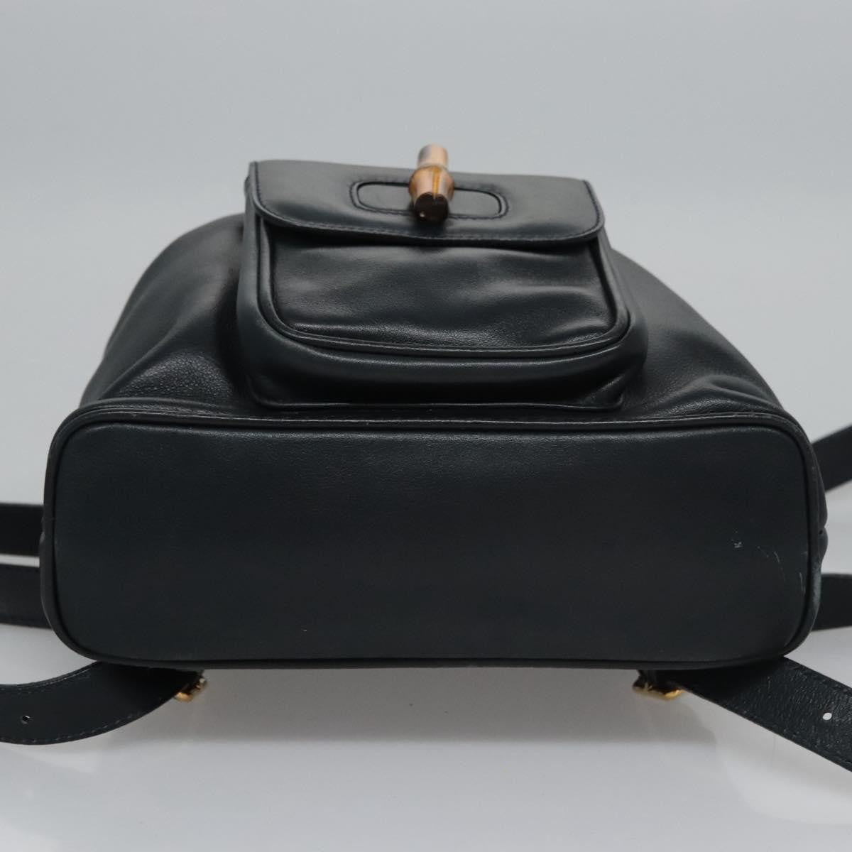 Gucci Vintage Bamboo Leather, Black, Leather, Backpack
