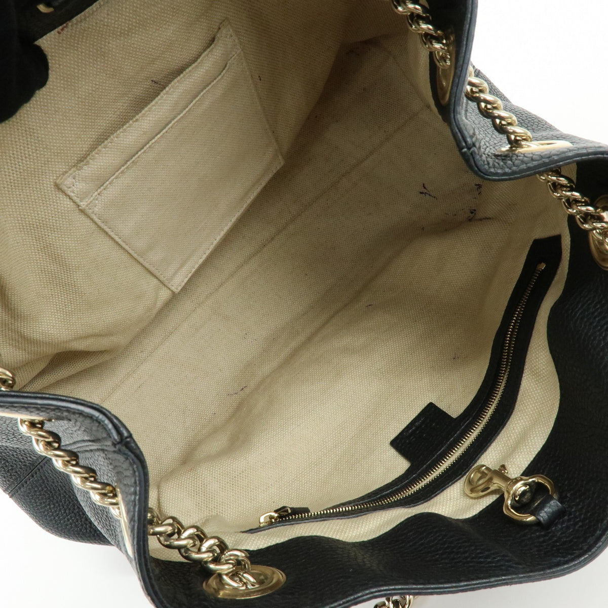 Gucci Soho Chain Strap Leather, Black, Leather, Shoulder Bag