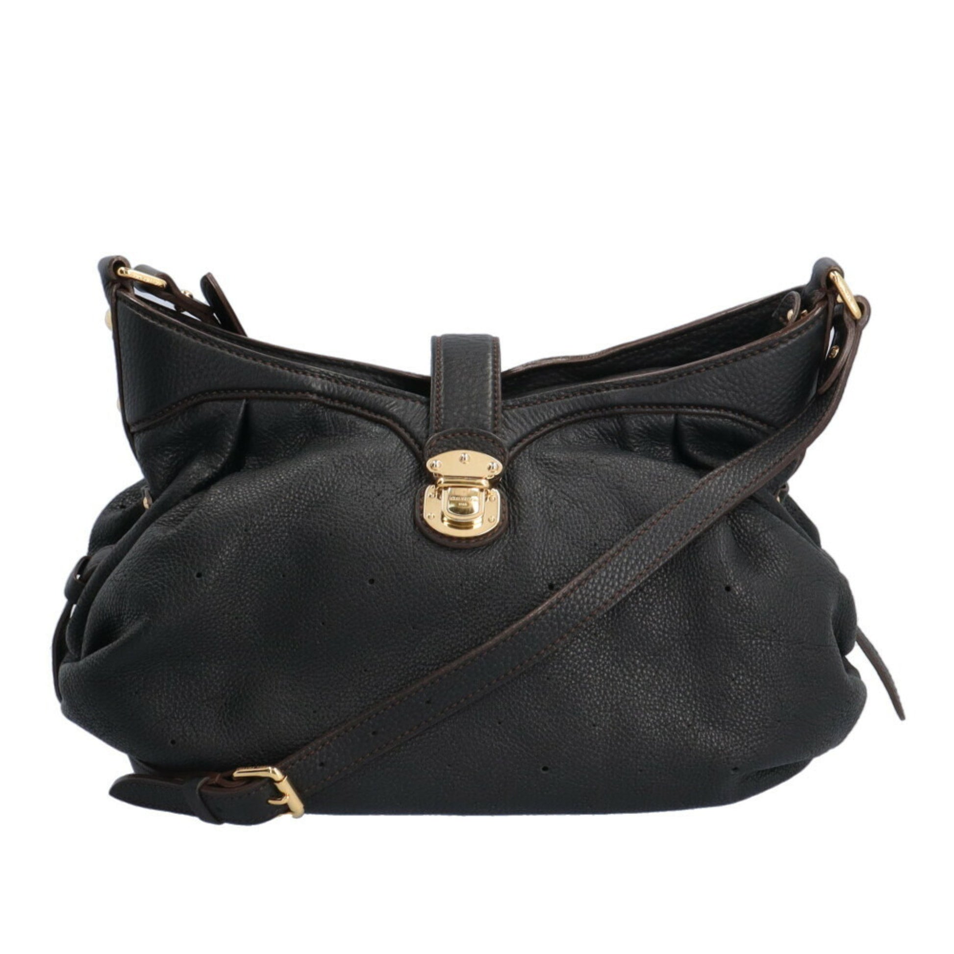 Louis Vuitton Mahina, Black, Leather, shoulder