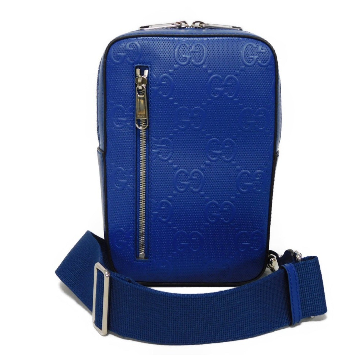 Gucci GG embossé, Blue, Leather, shoulder