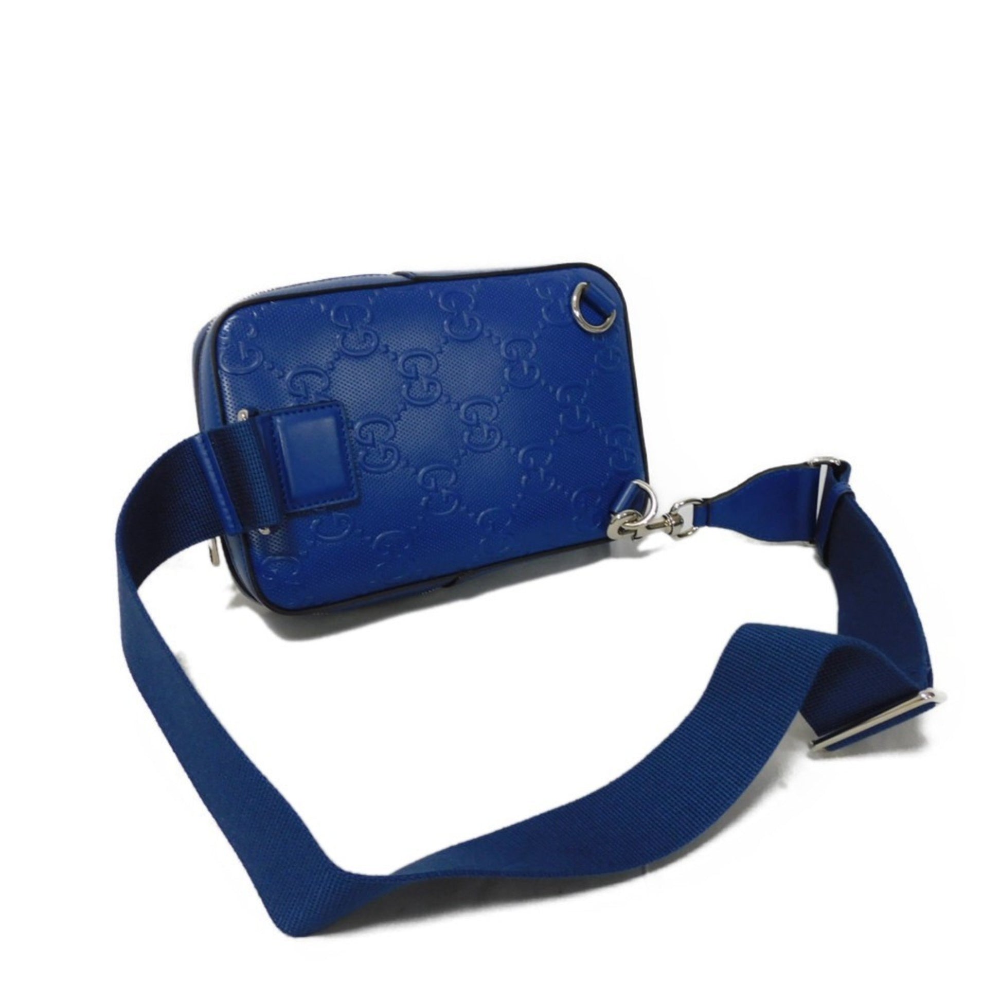 Gucci GG embossé, Blue, Leather, shoulder