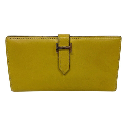 Hermès Béarn, Yellow, Leather, wallet