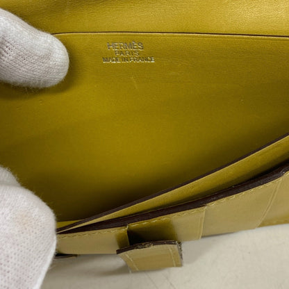 Hermès Béarn, Yellow, Leather, wallet