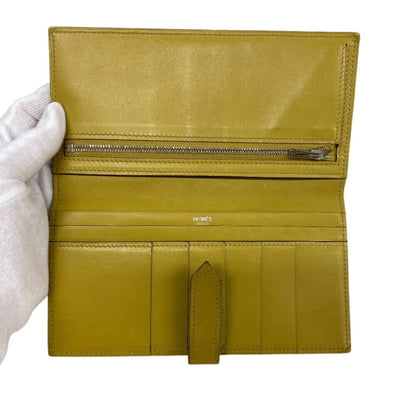 Hermès Béarn, Yellow, Leather, wallet