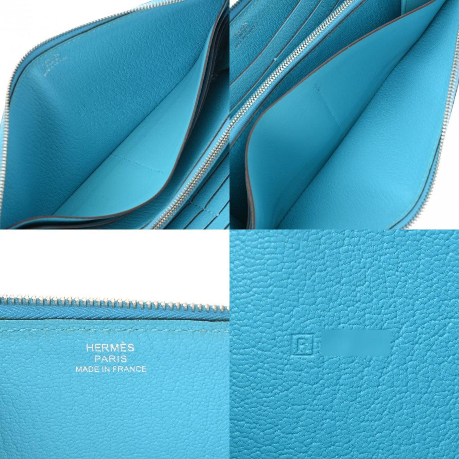 Hermès Azap, Blue, Leather, wallet