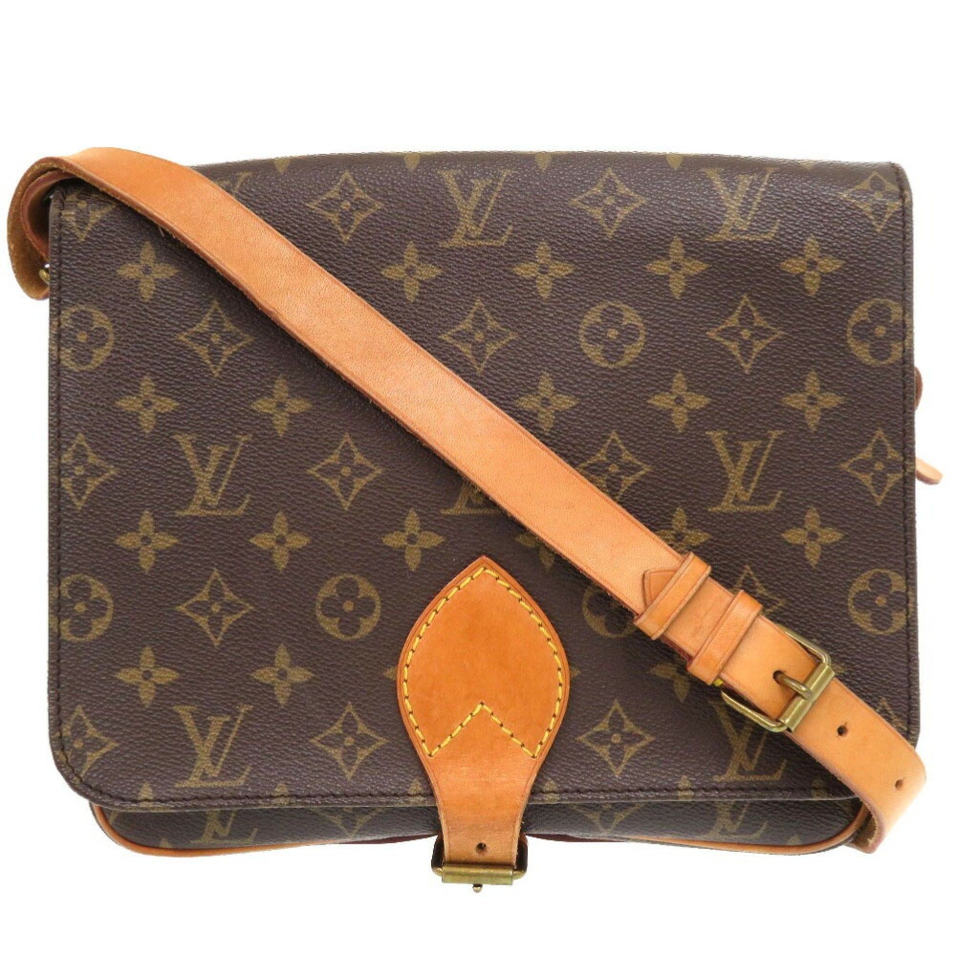 Louis Vuitton Cartouchiere, Brown, Canvas, shoulder