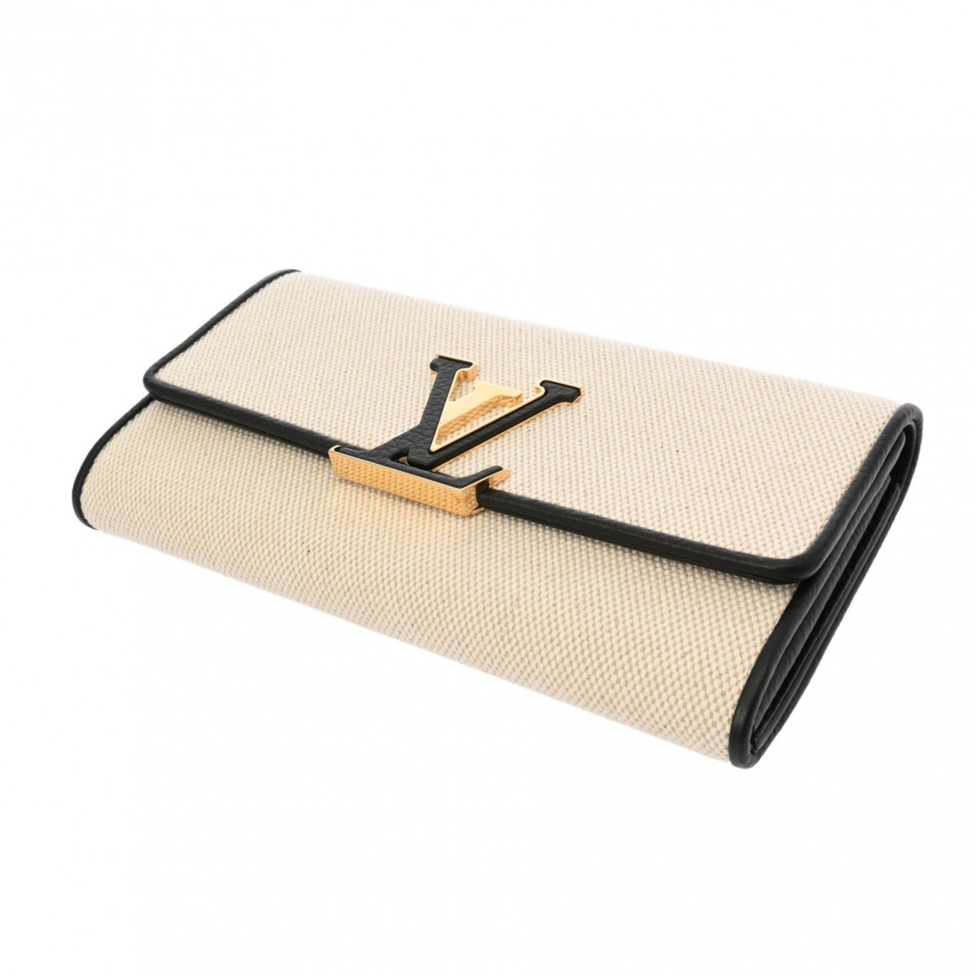 Louis Vuitton Capucines, Beige, Canvas, wallet