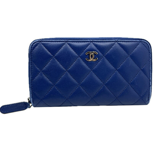 Chanel Coco Mark, Blue, Leather, wallet
