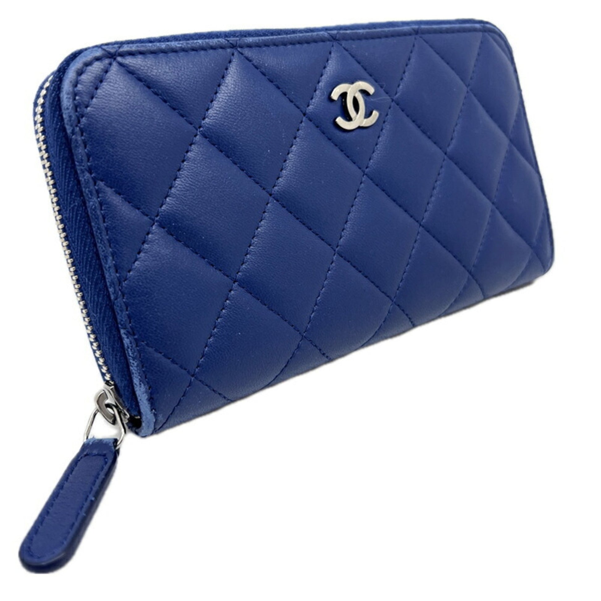 Chanel Coco Mark, Blue, Leather, wallet