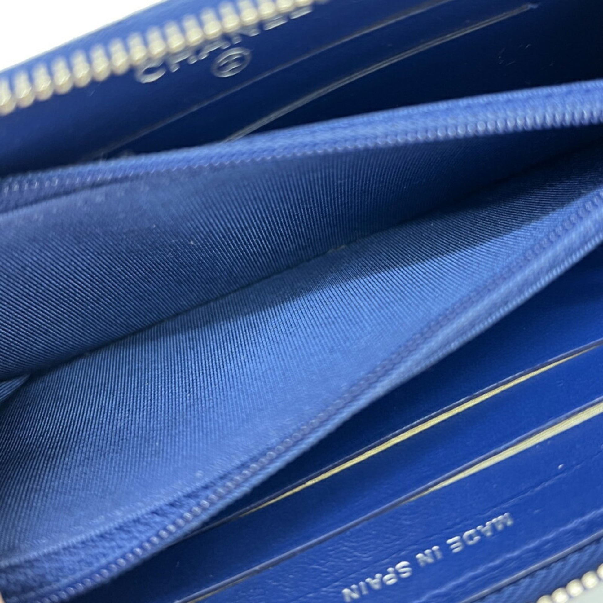 Chanel Coco Mark, Blue, Leather, wallet