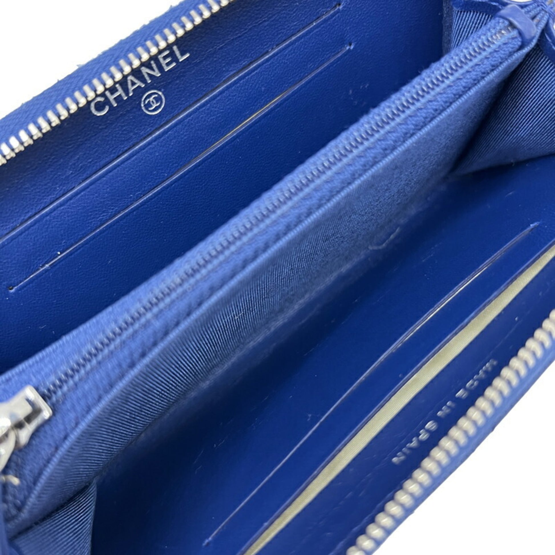 Chanel Coco Mark, Blue, Leather, wallet