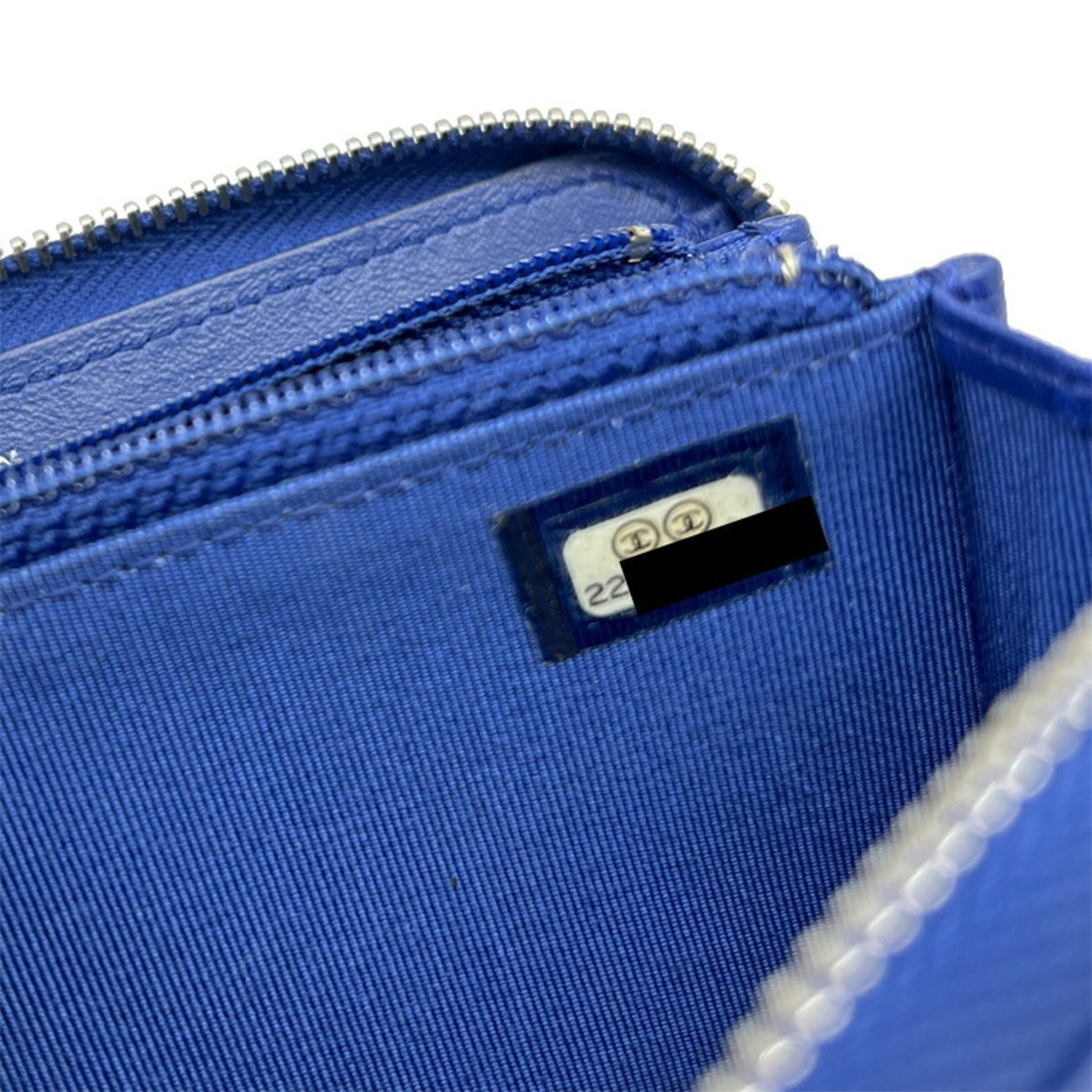 Chanel Coco Mark, Blue, Leather, wallet