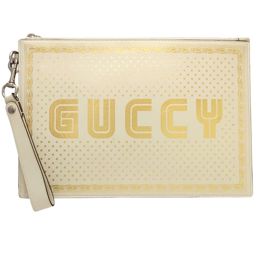 Gucci, White, Leather, clutch