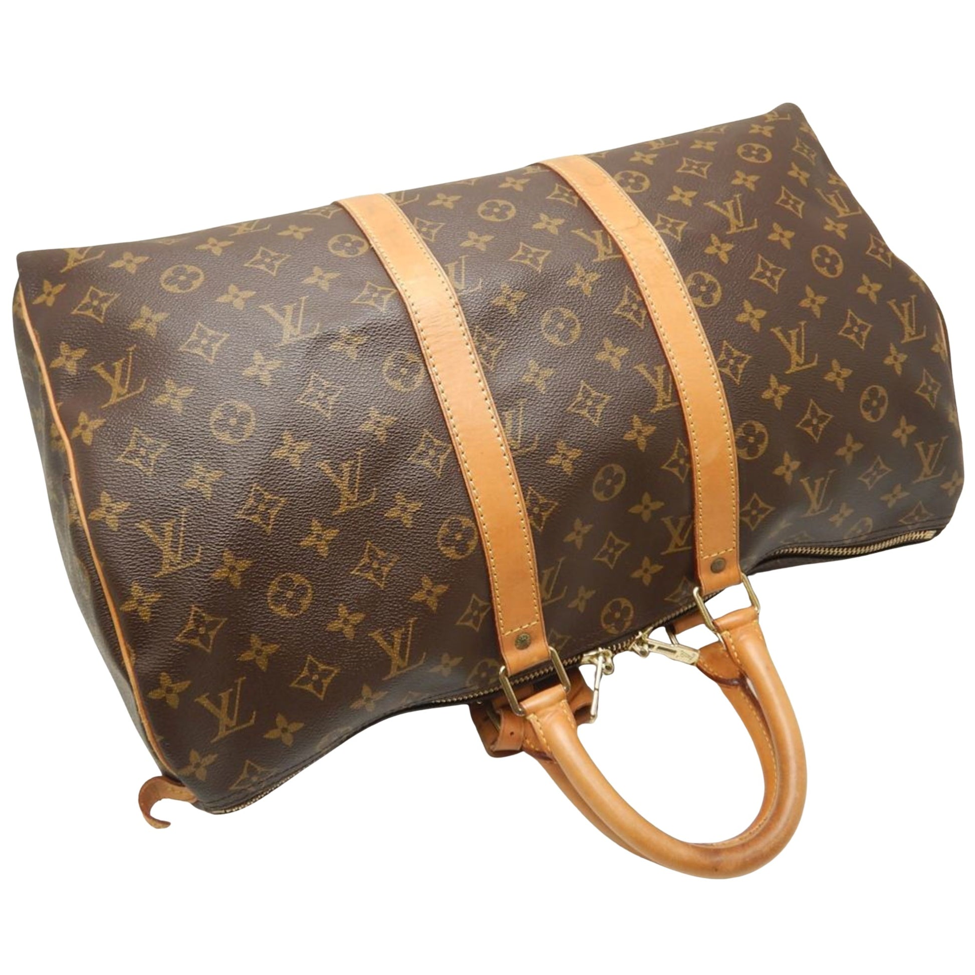 Louis Vuitton Keepall 45, Brown, Canvas, travel