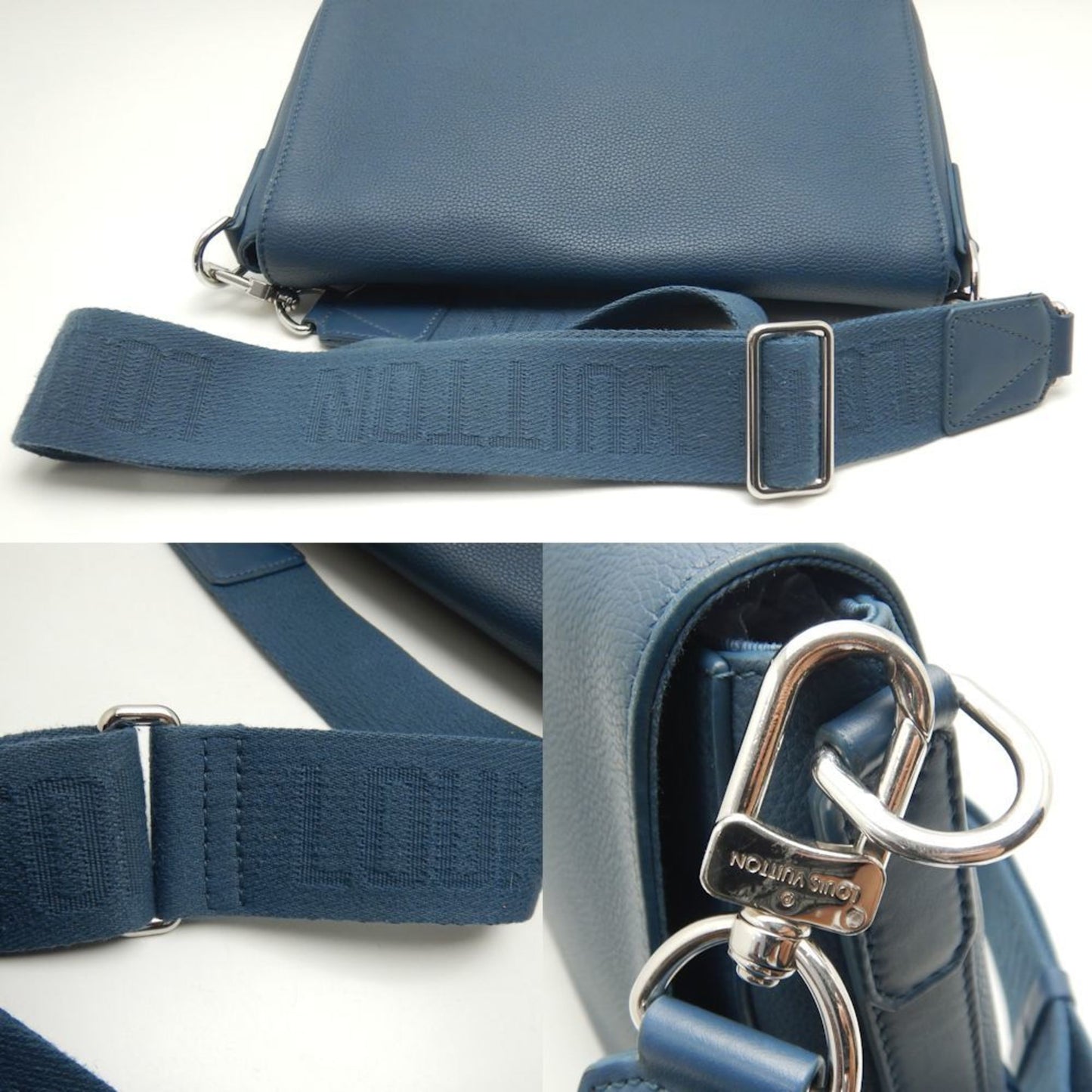 Louis Vuitton Takeoff, Navy, Leather, shoulder