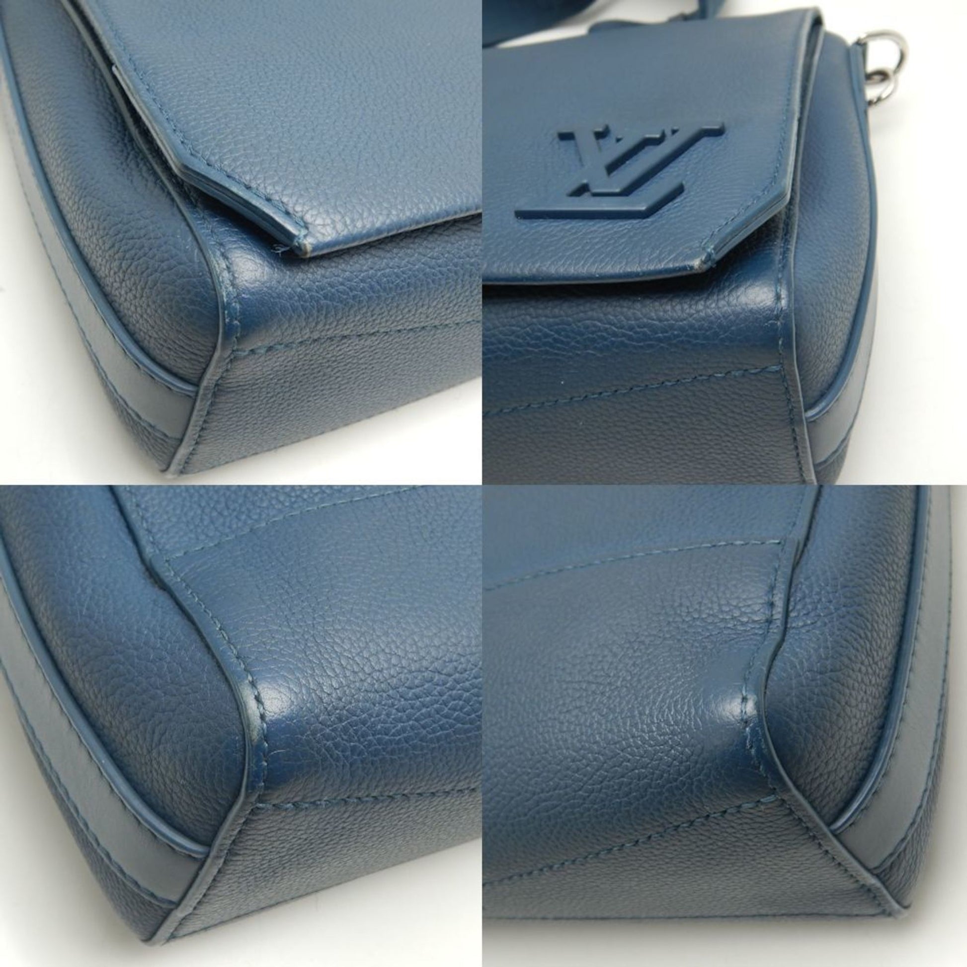 Louis Vuitton Takeoff, Navy, Leather, shoulder