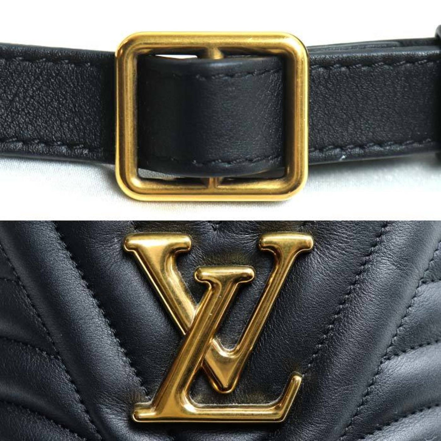 Louis Vuitton New Wave, Black, Leather, shoulder