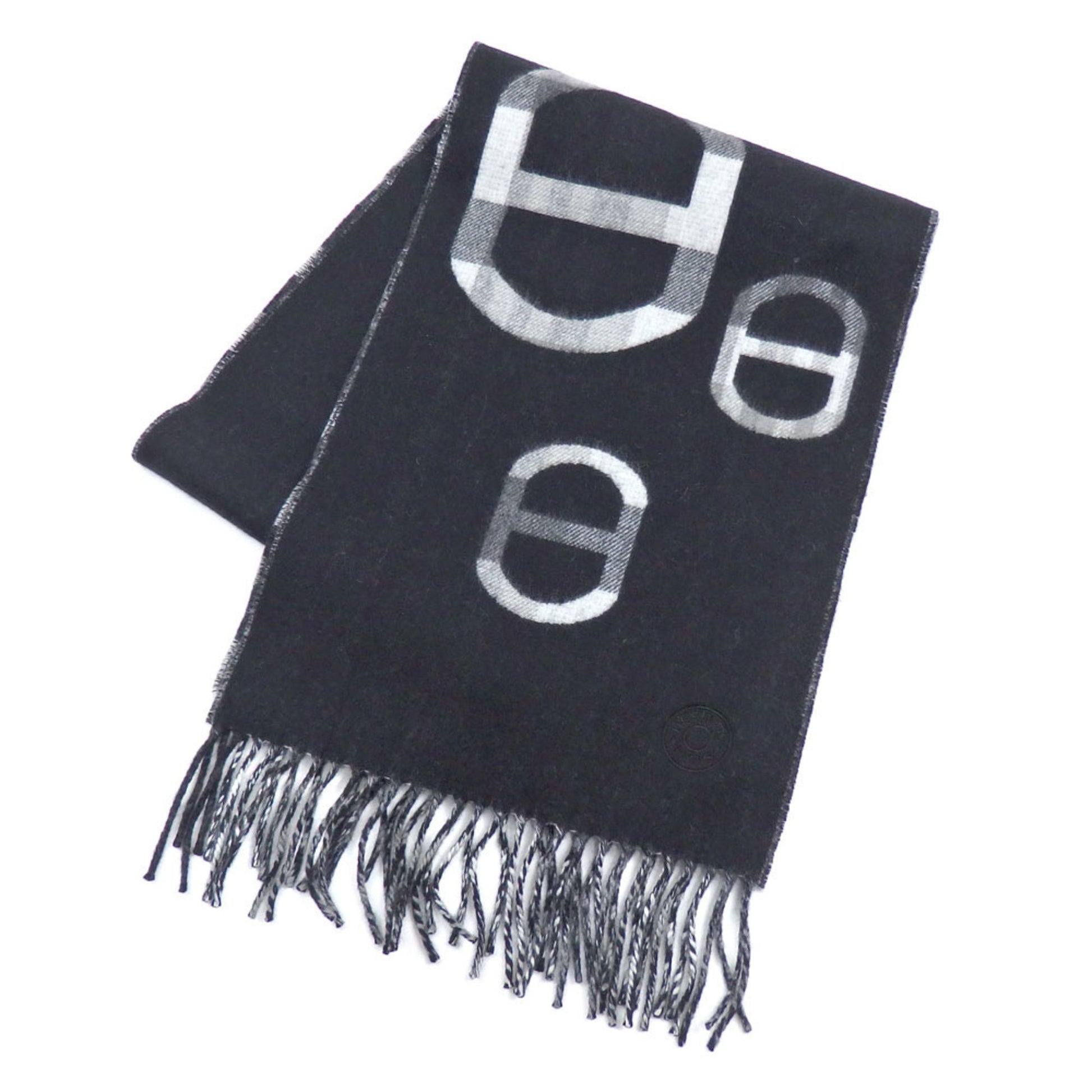 Hermès Chaine d'ancre, Black, Cashmere, scarf