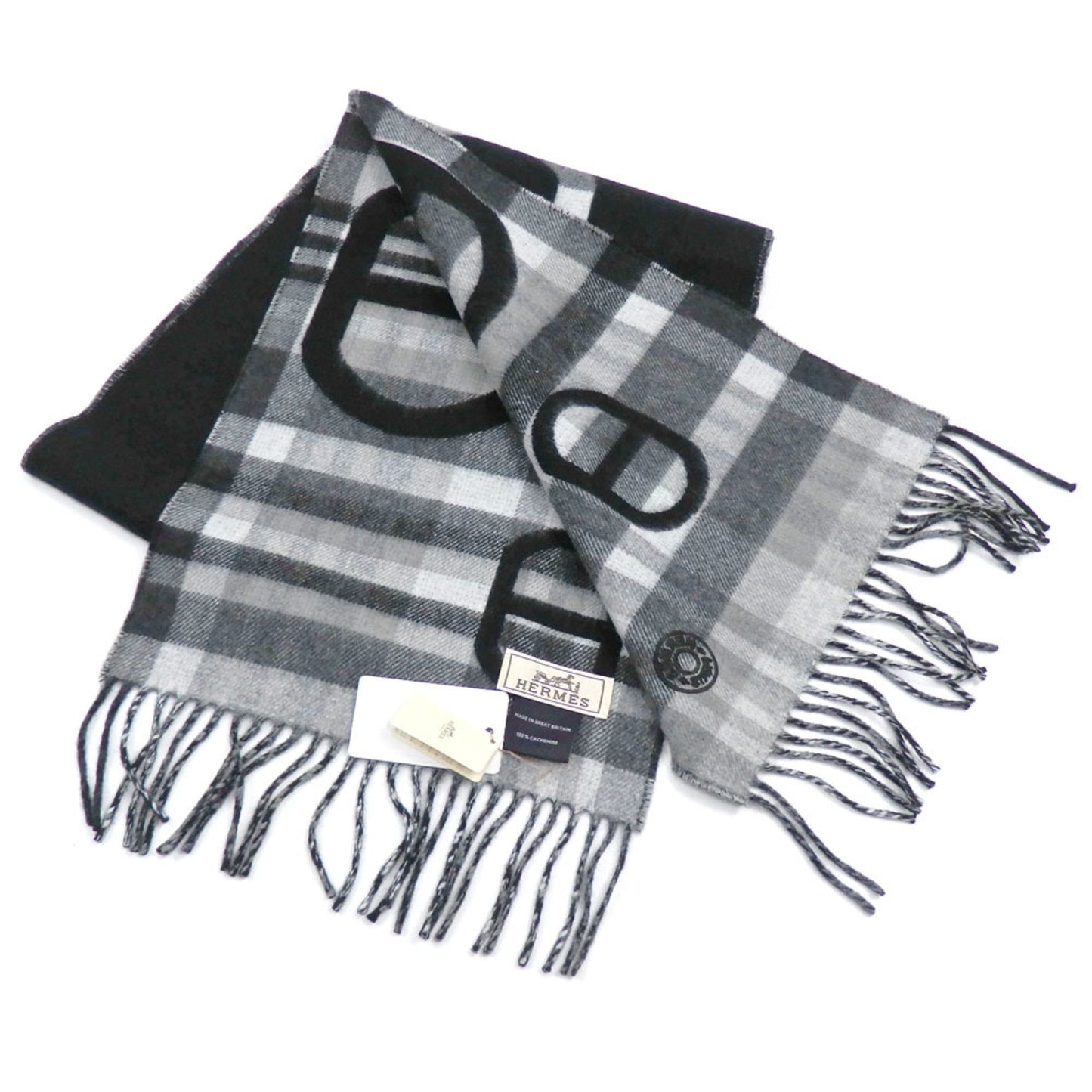 Hermès Chaine d'ancre, Black, Cashmere, scarf