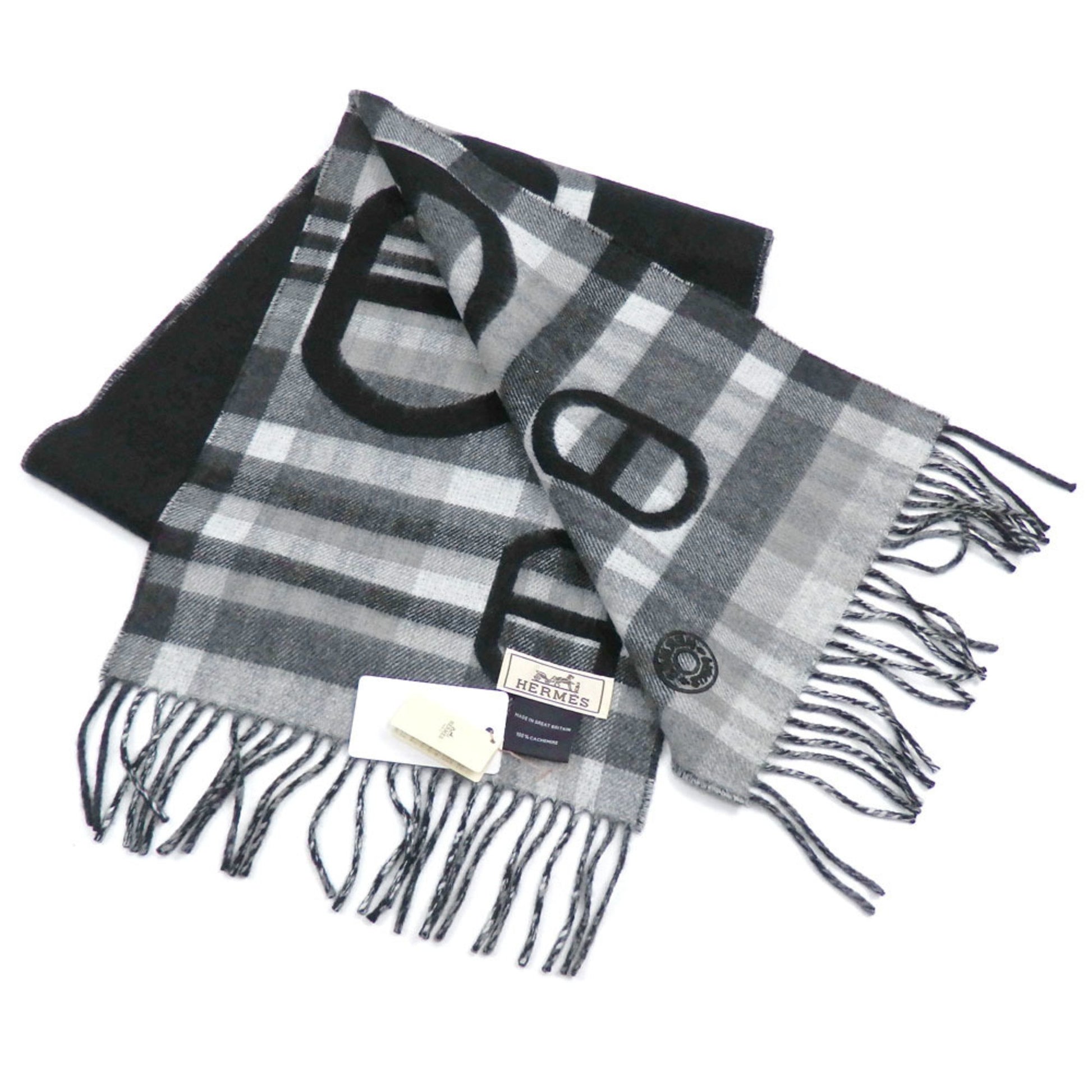 Hermès Chaine d'ancre, Black, Cashmere, scarf