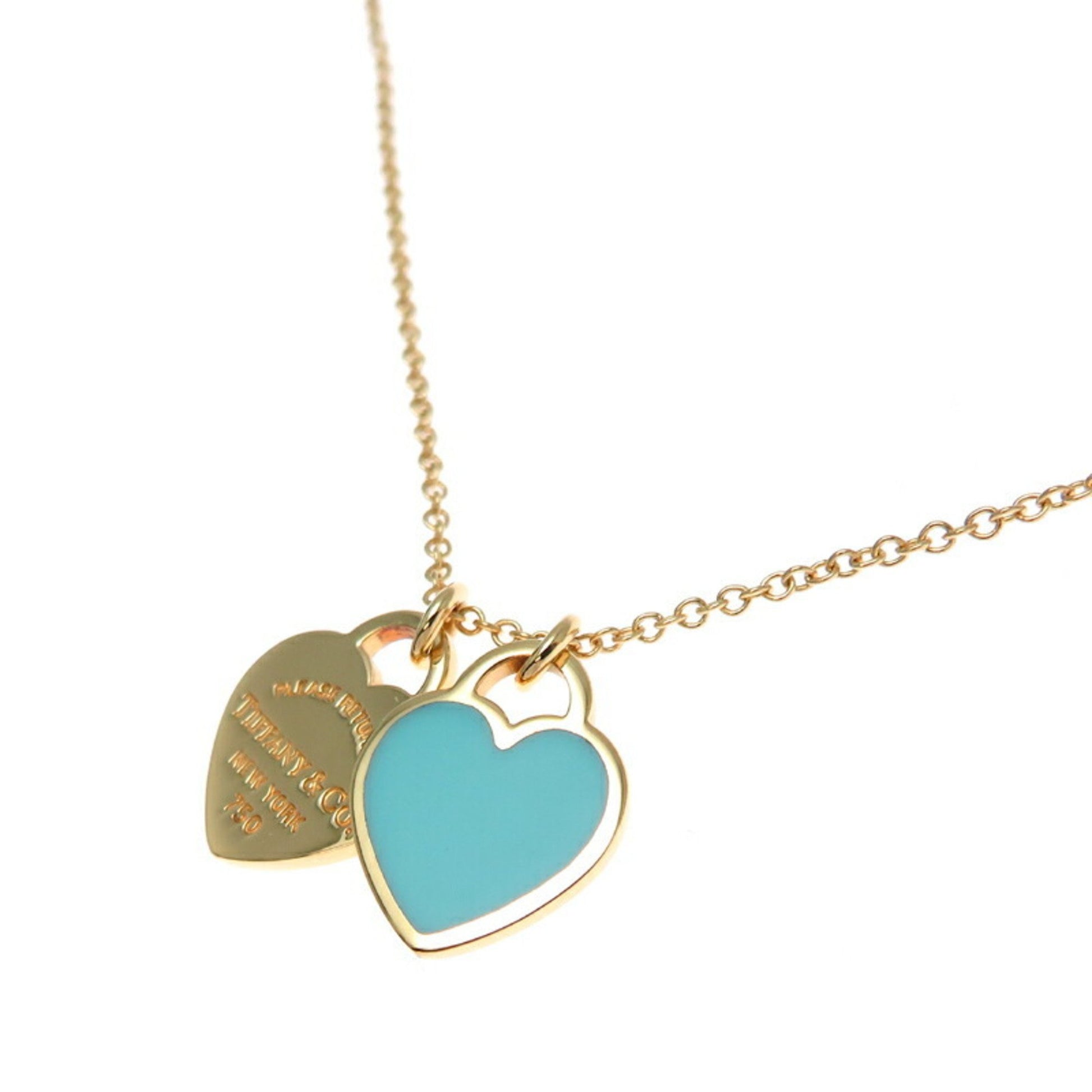 Tiffany & Co Double Heart, Gold, Yellow Gold, necklace