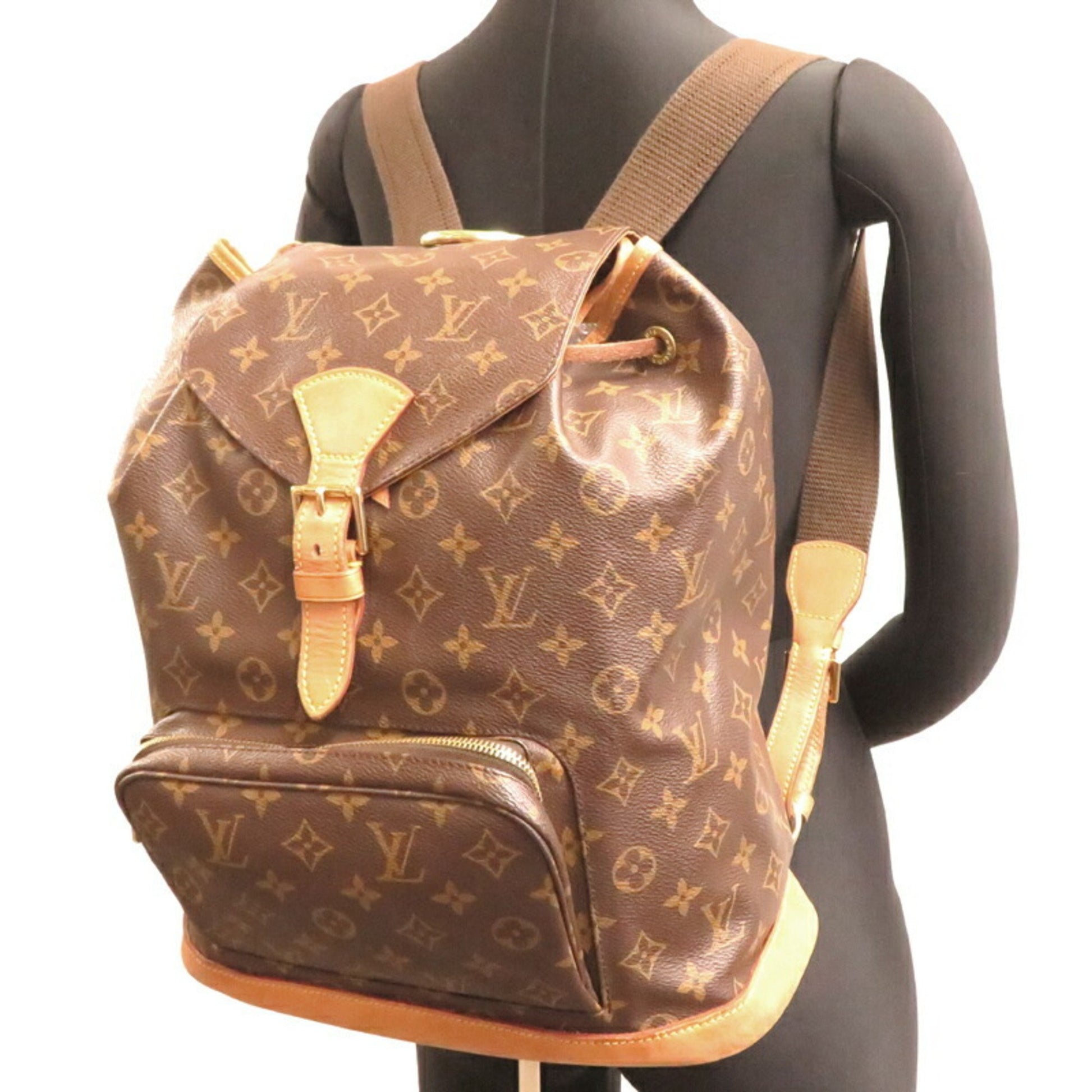 Louis Vuitton Montsouris GM, Brown, Canvas, backpack