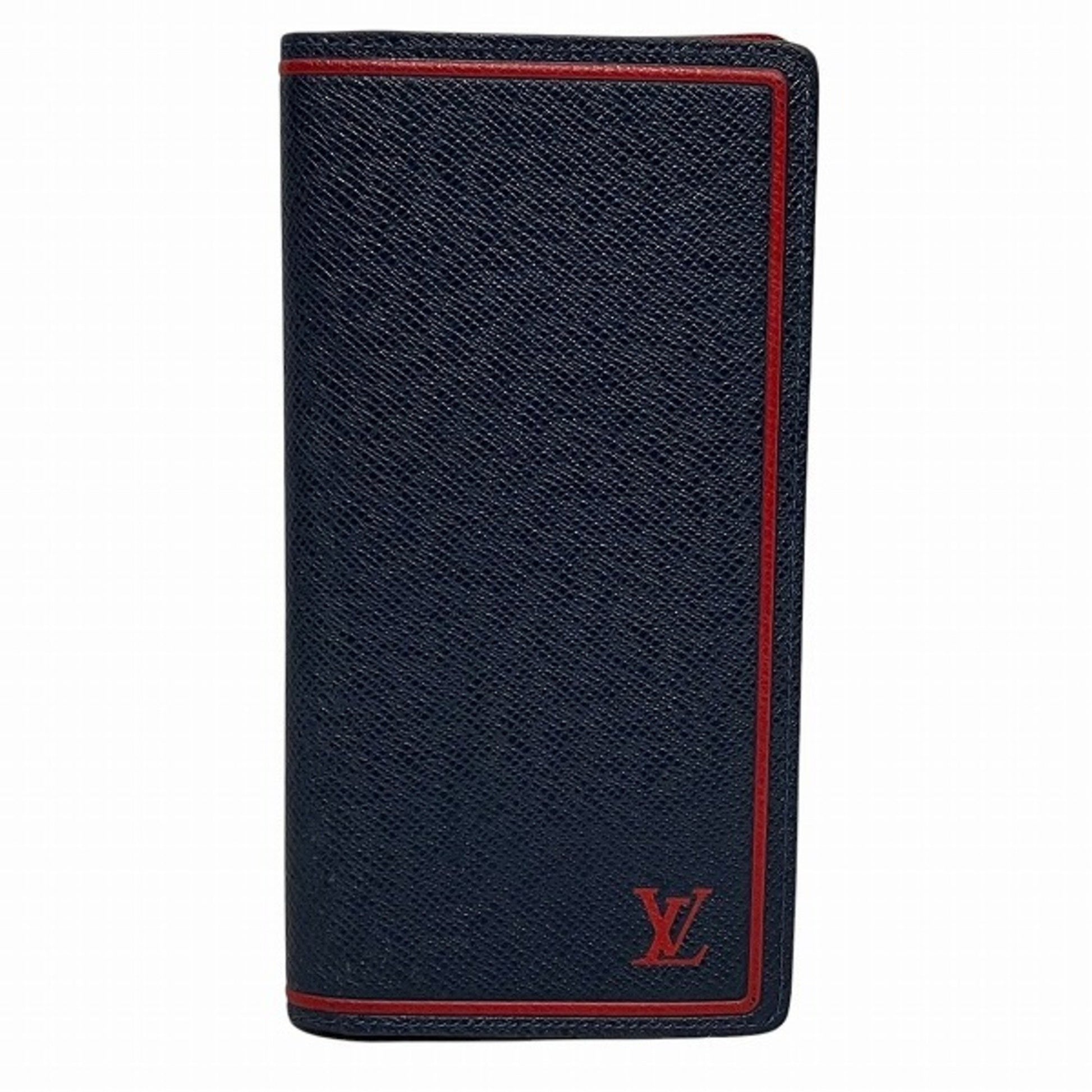 Louis Vuitton Brazza, Navy, Leather, wallet