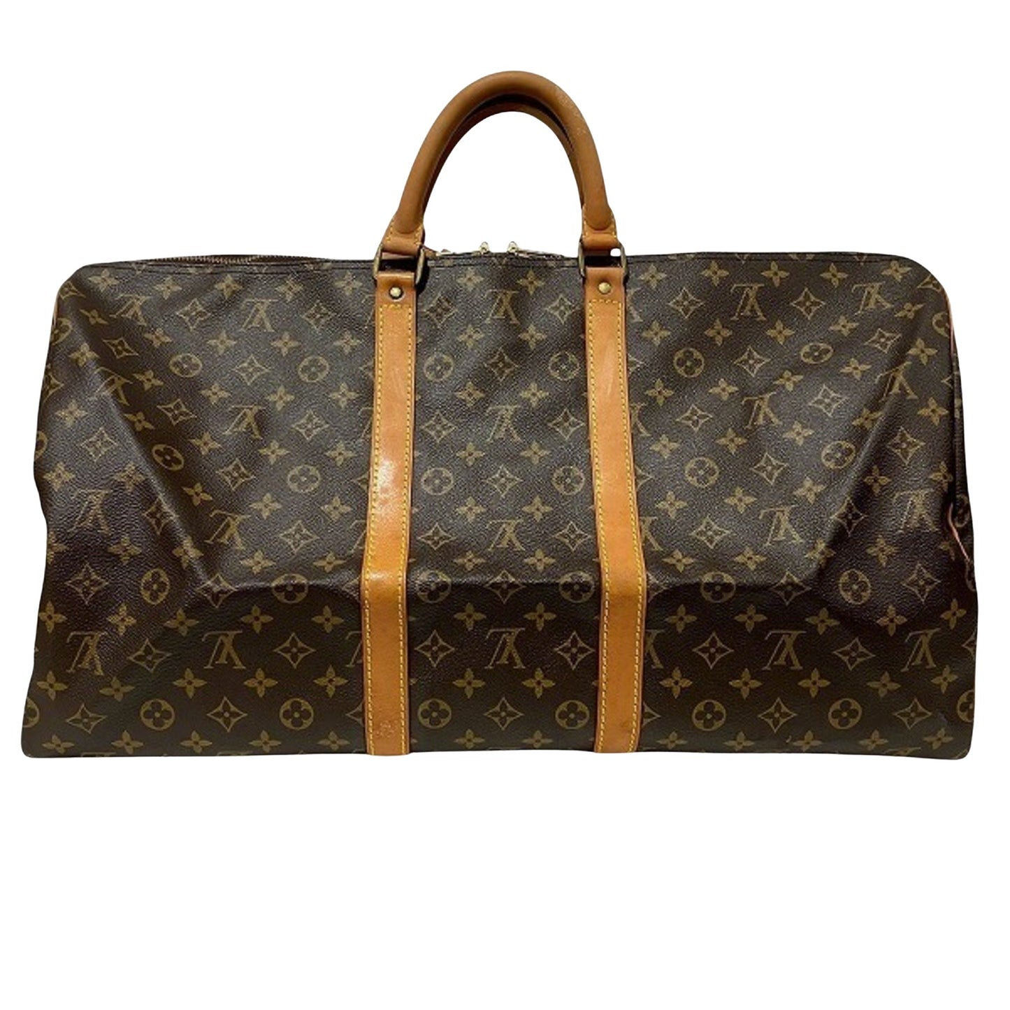 Louis Vuitton Keepall 55, Brown, Canvas, travel