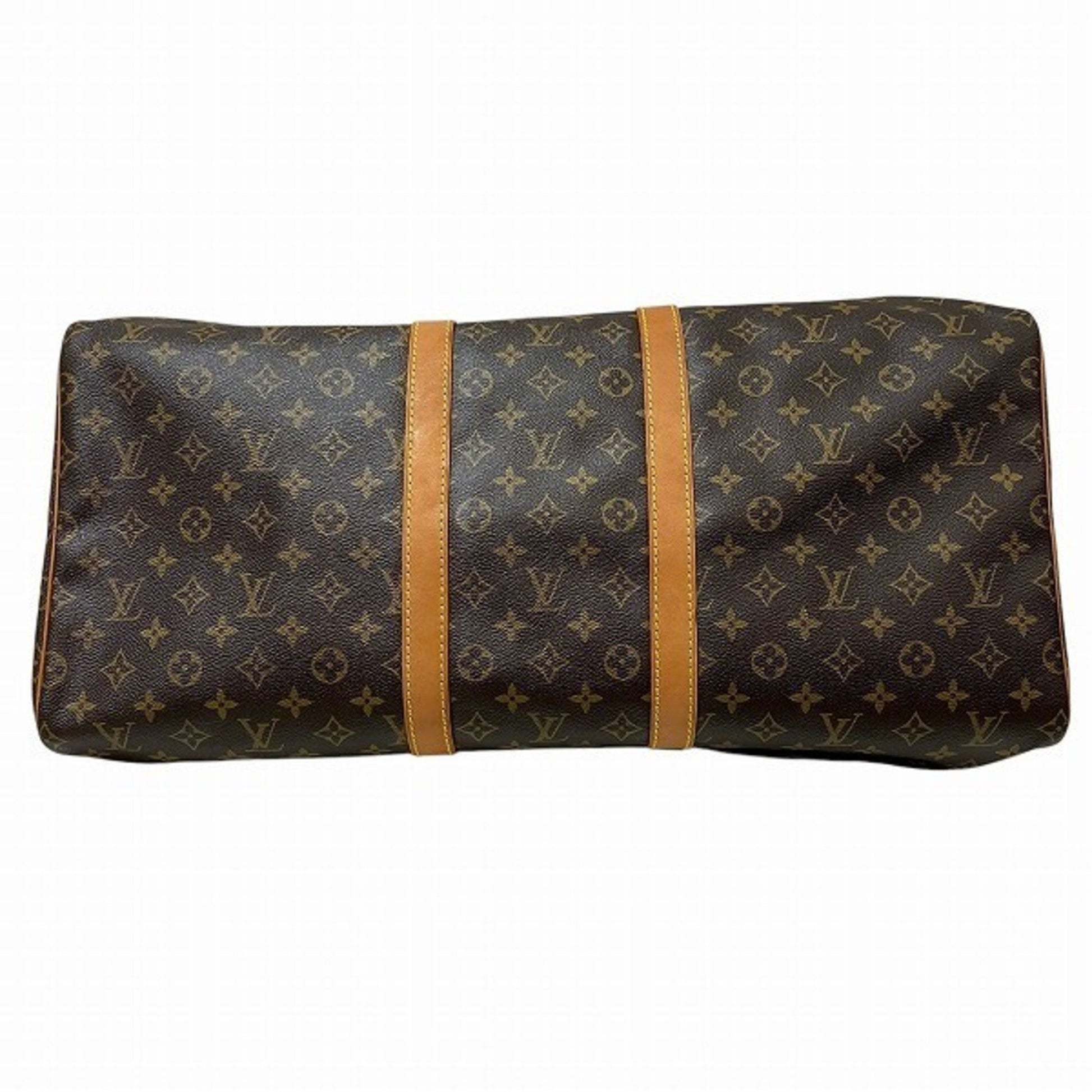 Louis Vuitton Keepall 55, Brown, Canvas, travel