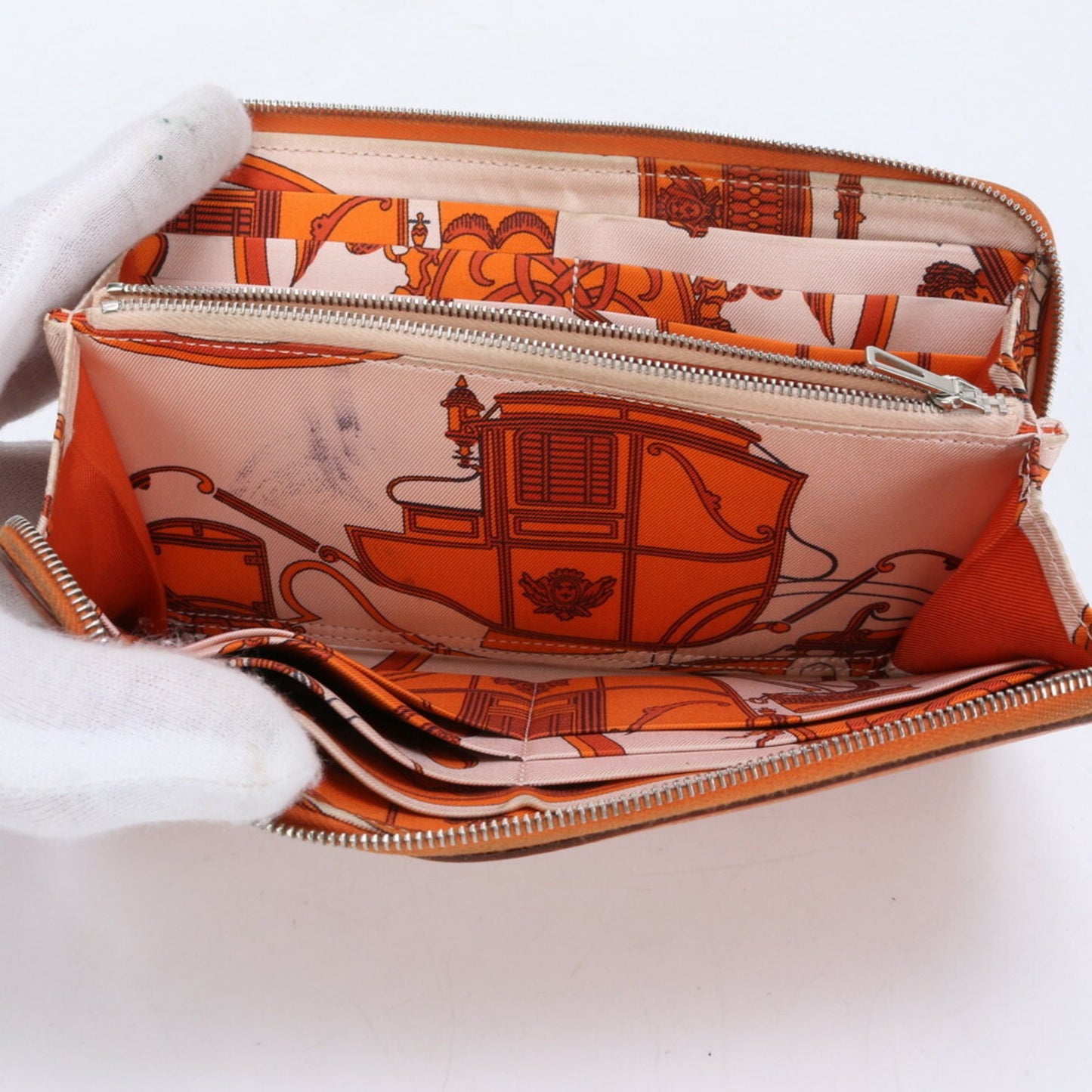 Hermès Silk'In, Orange, Leather, wallet