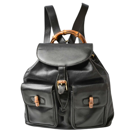 Gucci, Black, Leather, backpack