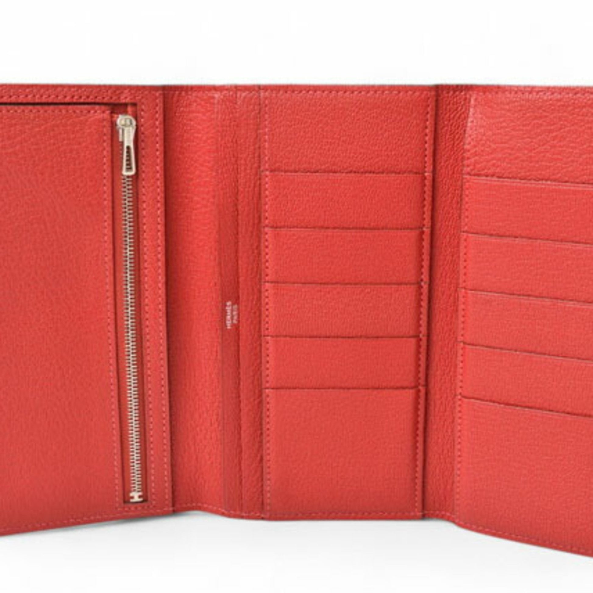 Hermès Béarn, Red, Leather, wallet