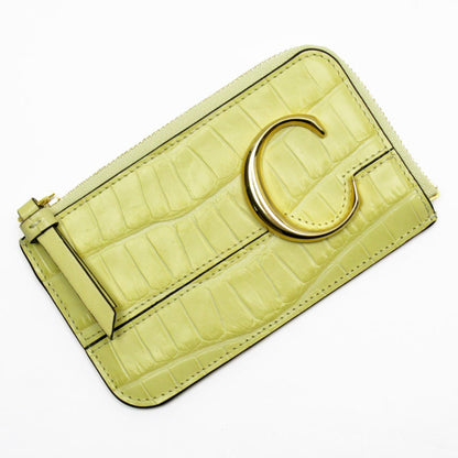 Chloe Zip wallet leather Embossed leather, YELLOW, LEATHER, Wallets
