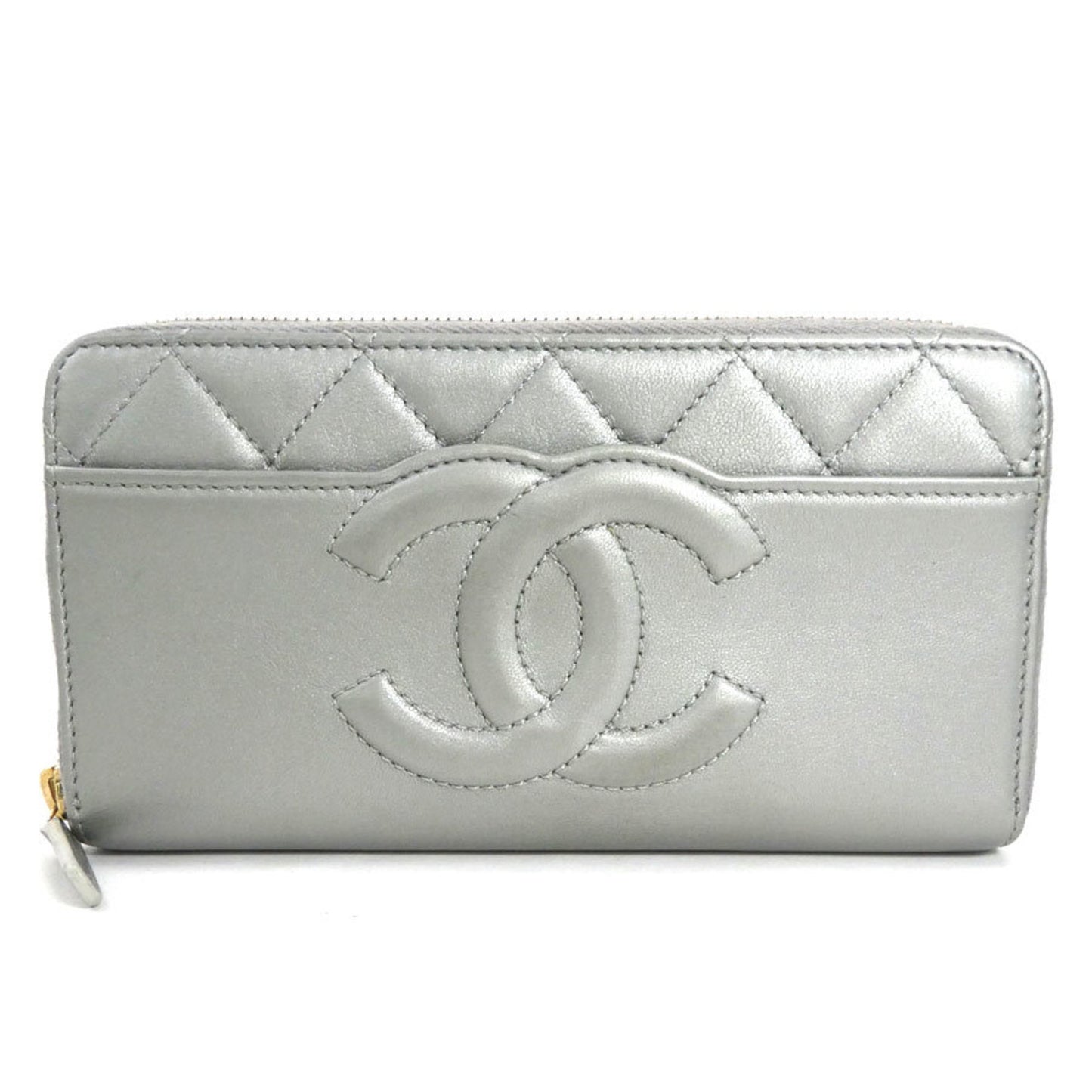 Chanel, Grey, Leather, wallet