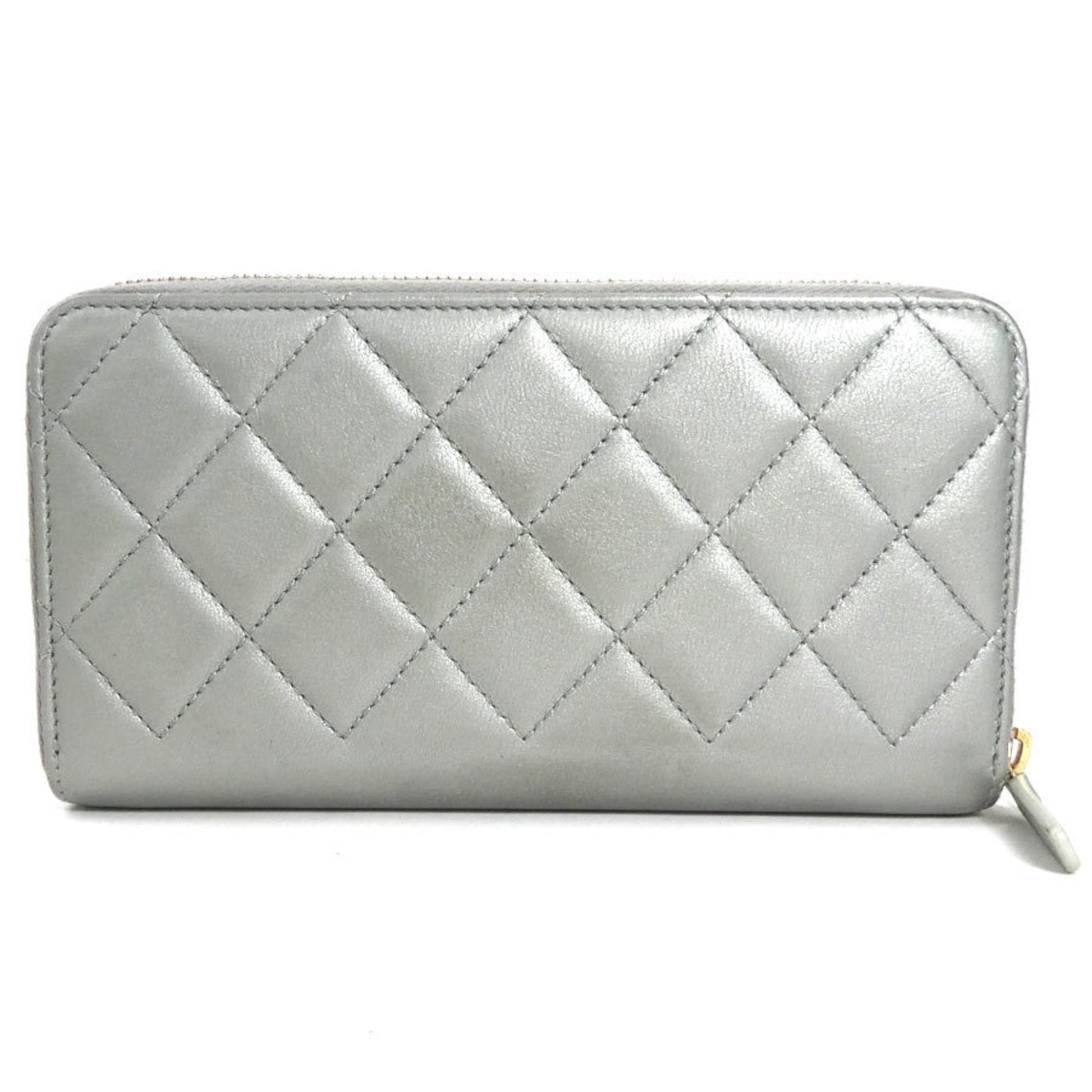 Chanel, Grey, Leather, wallet