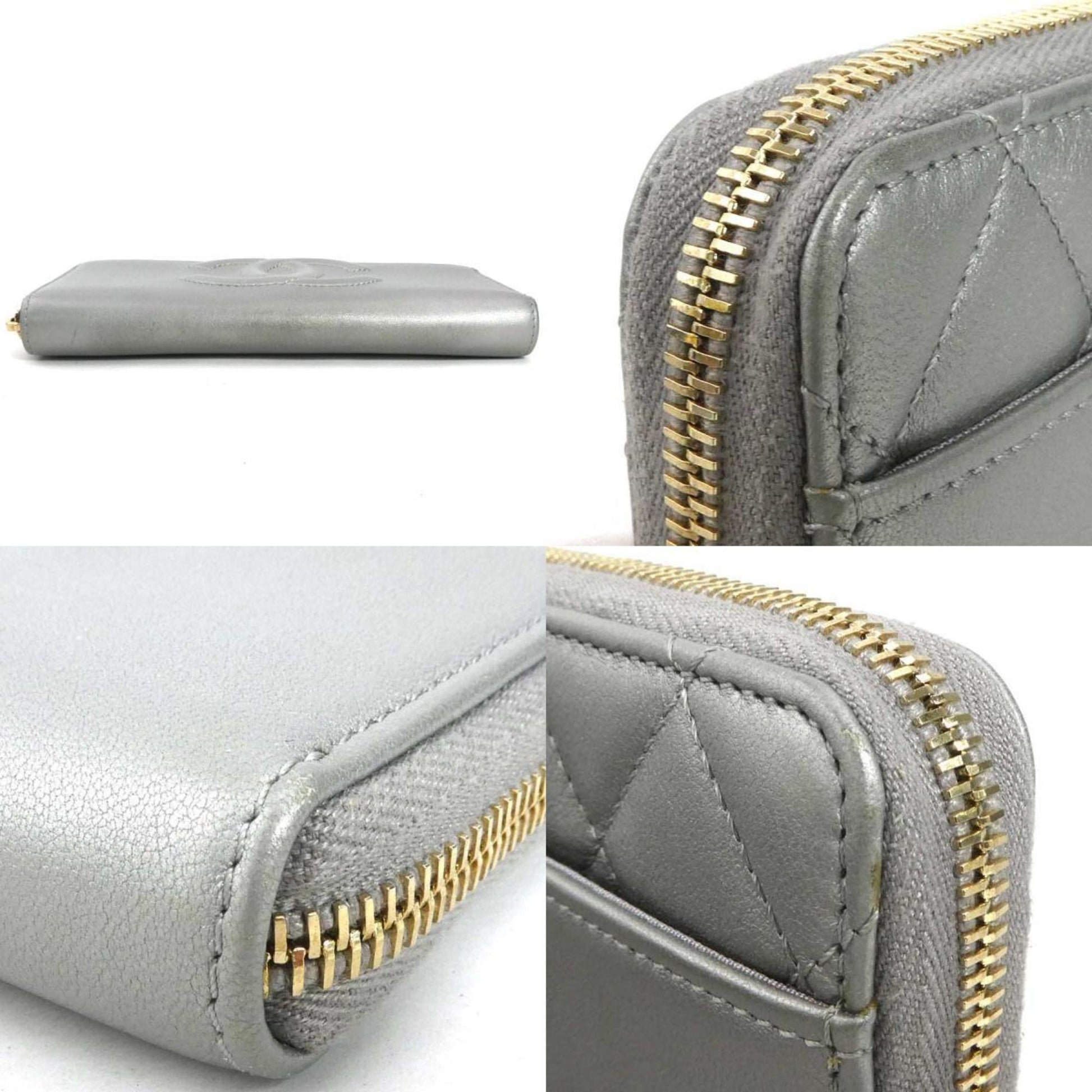 Chanel, Grey, Leather, wallet