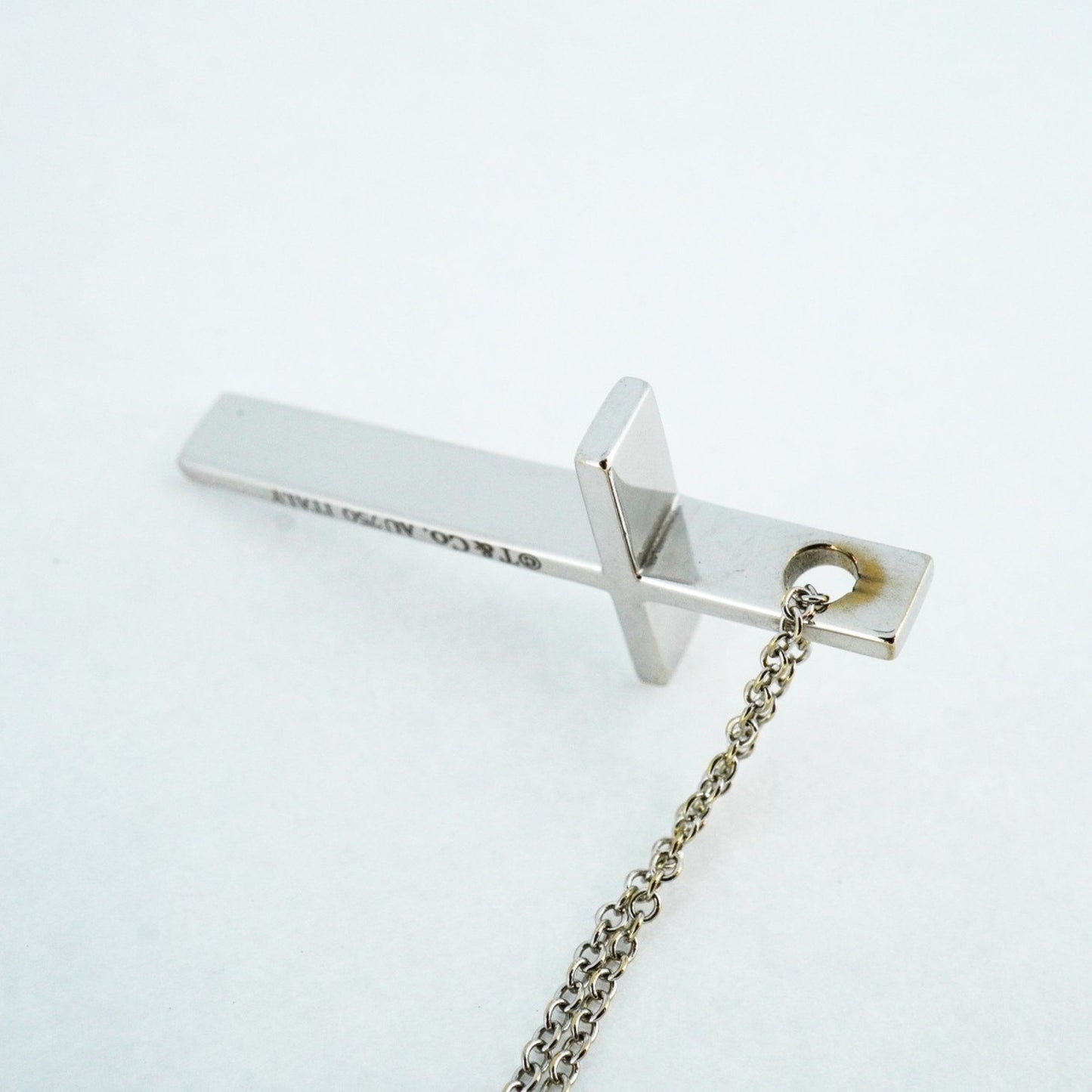 Tiffany & Co Croix, Silver, White Gold, necklace