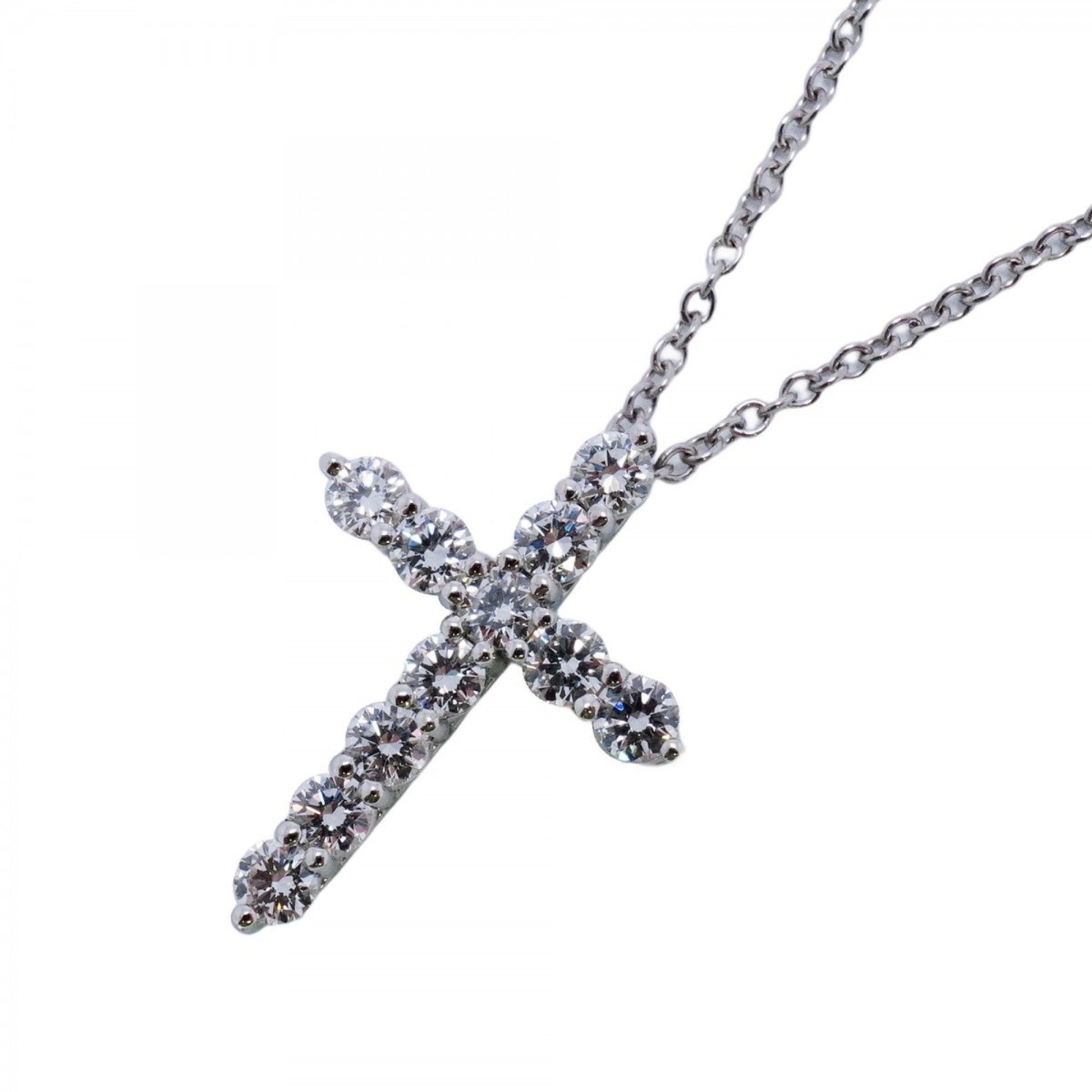 Tiffany & Co Croix, Silver, Platinum, necklace