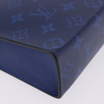 Louis Vuitton Pochette Voyage Monogram Taigarama, Blue, Leather, Clutch