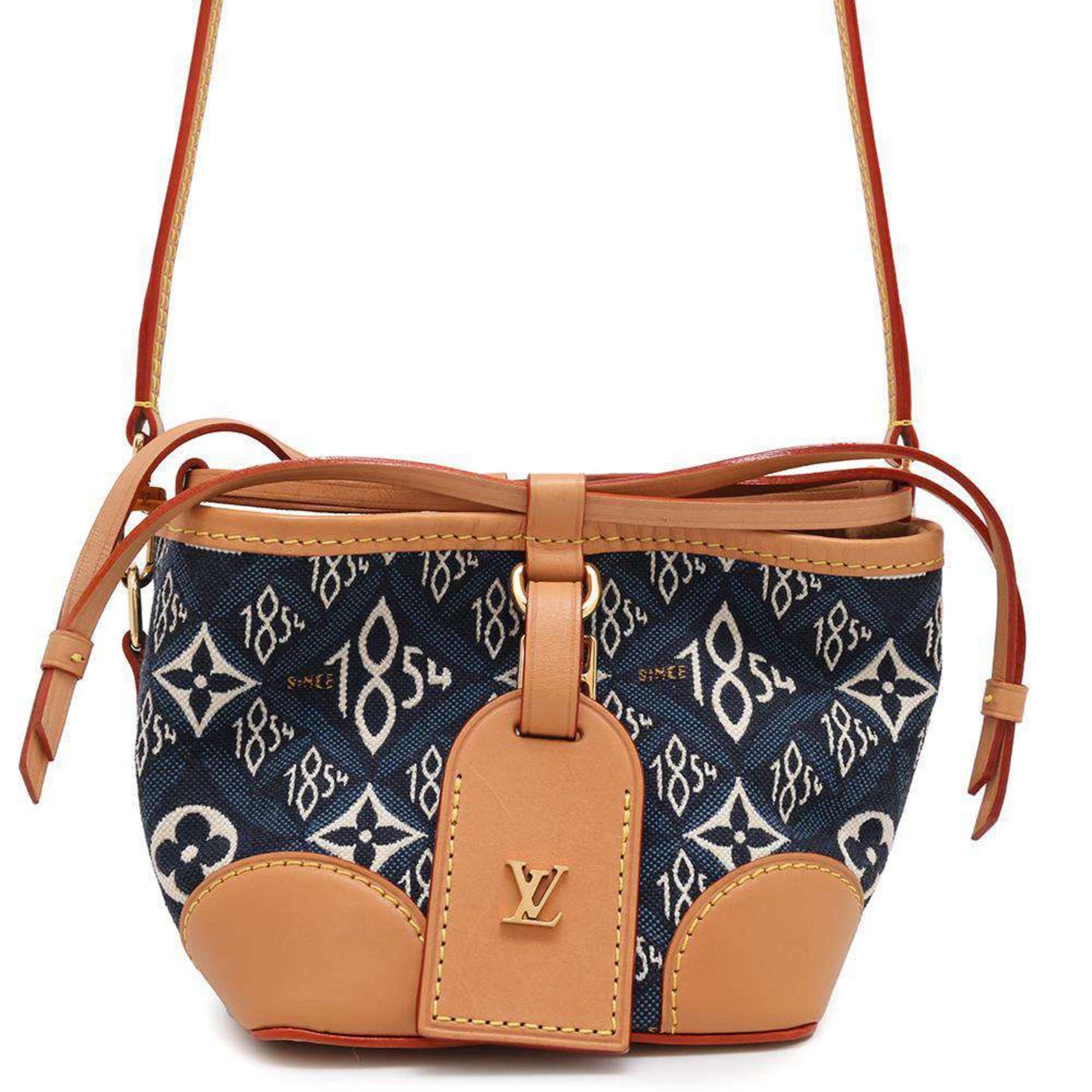 Louis Vuitton Noe, Blue, Canvas, shoulder