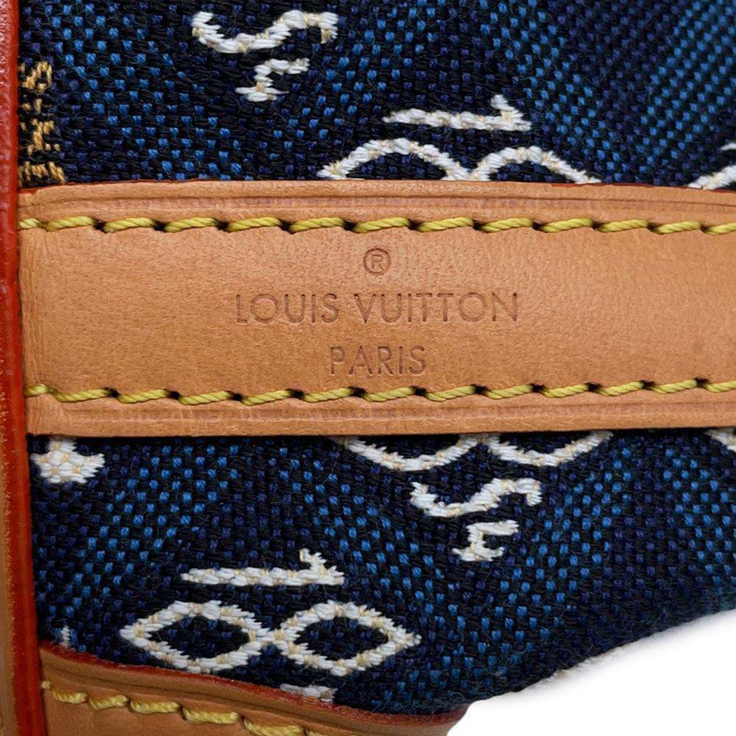 Louis Vuitton Noe, Blue, Canvas, shoulder