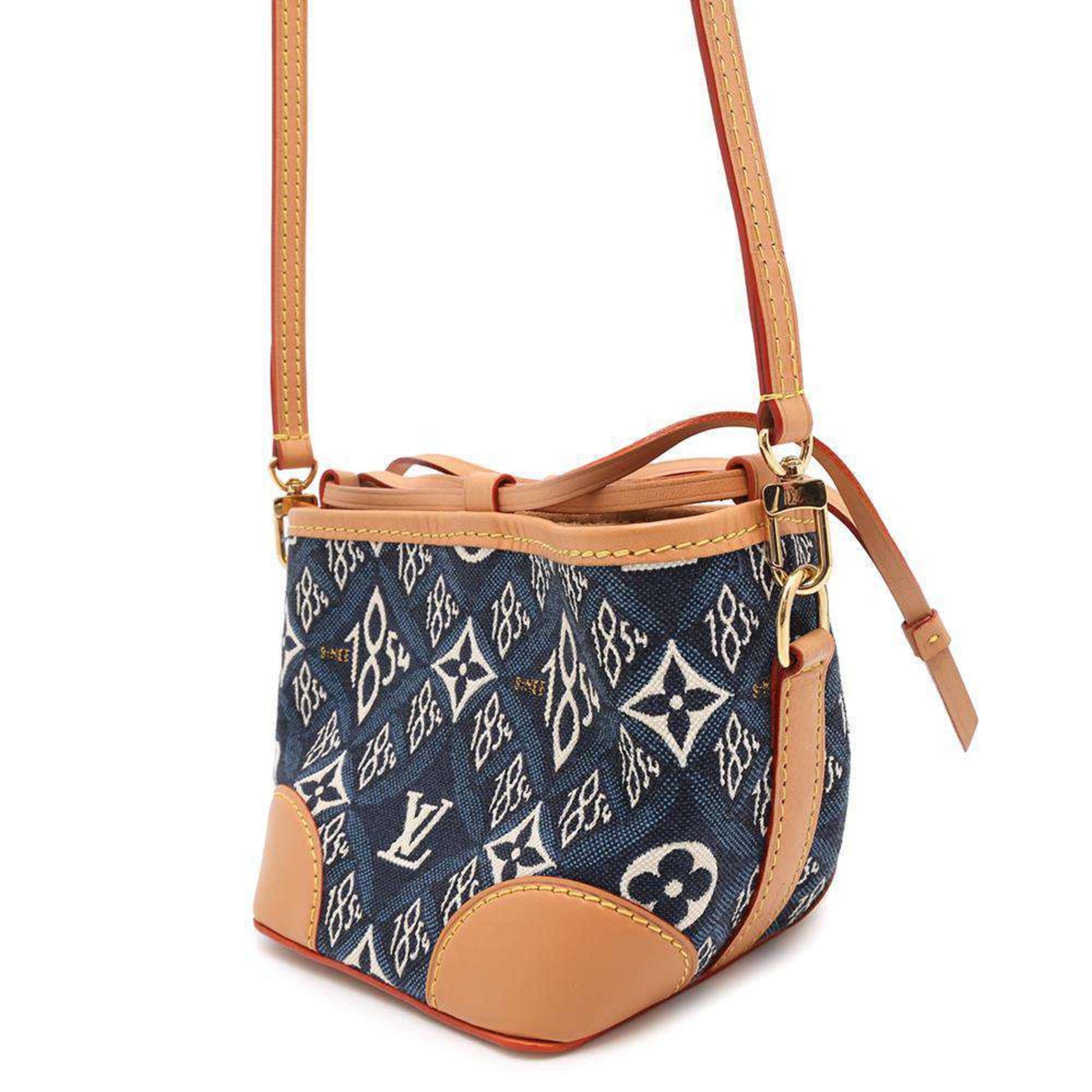 Louis Vuitton Noe, Blue, Canvas, shoulder